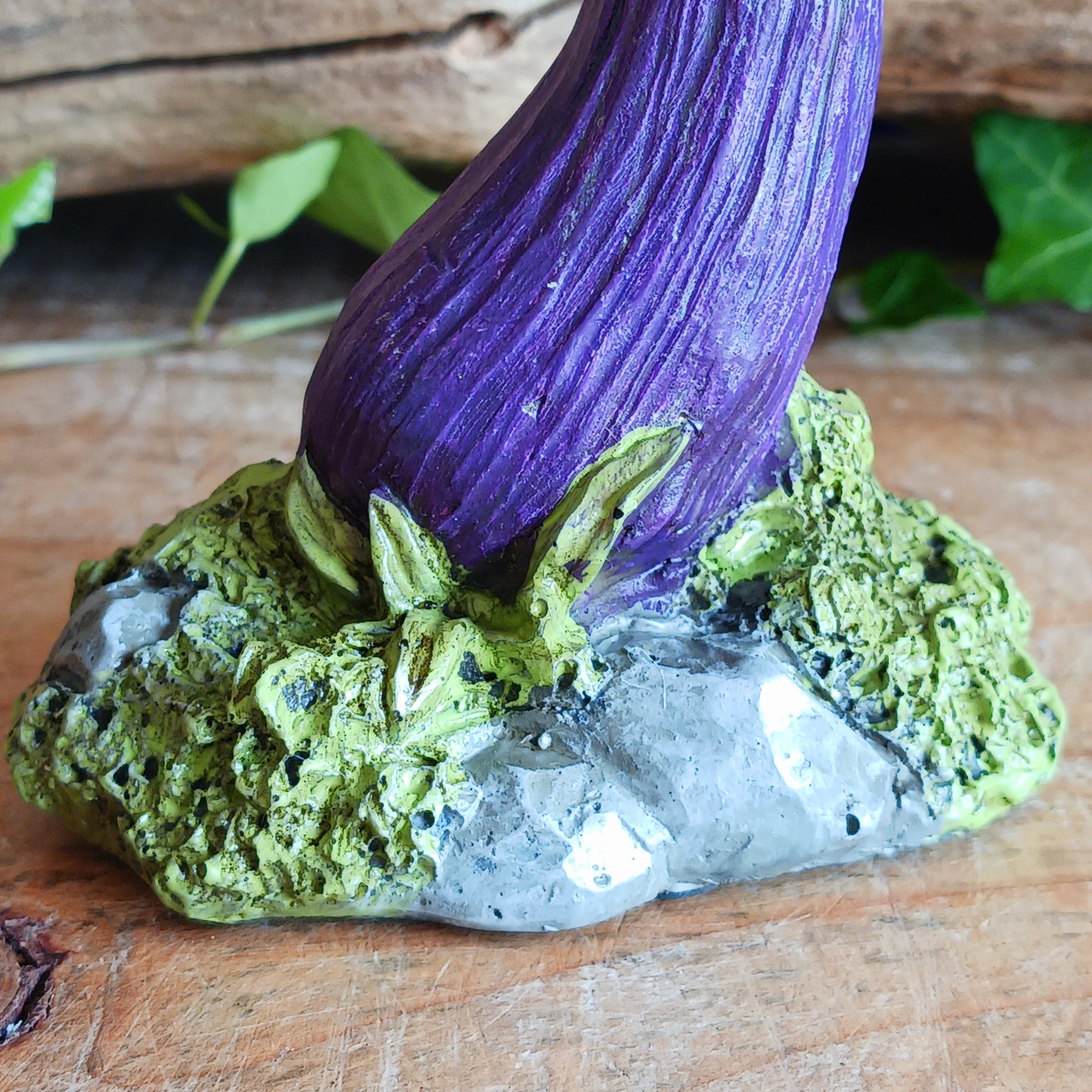 Enter the Fairy realm with this beautifully decorated Fairy-tale toadstool from alternative brand Nemesis Now. The curled, ombre cap transforms from deep indigo to sky blue and ends on a light teal colour, covered in bright yellow spots. The pale lilac stem has a striped texture that mirrors that of the common Fly Agaric Toadstool.