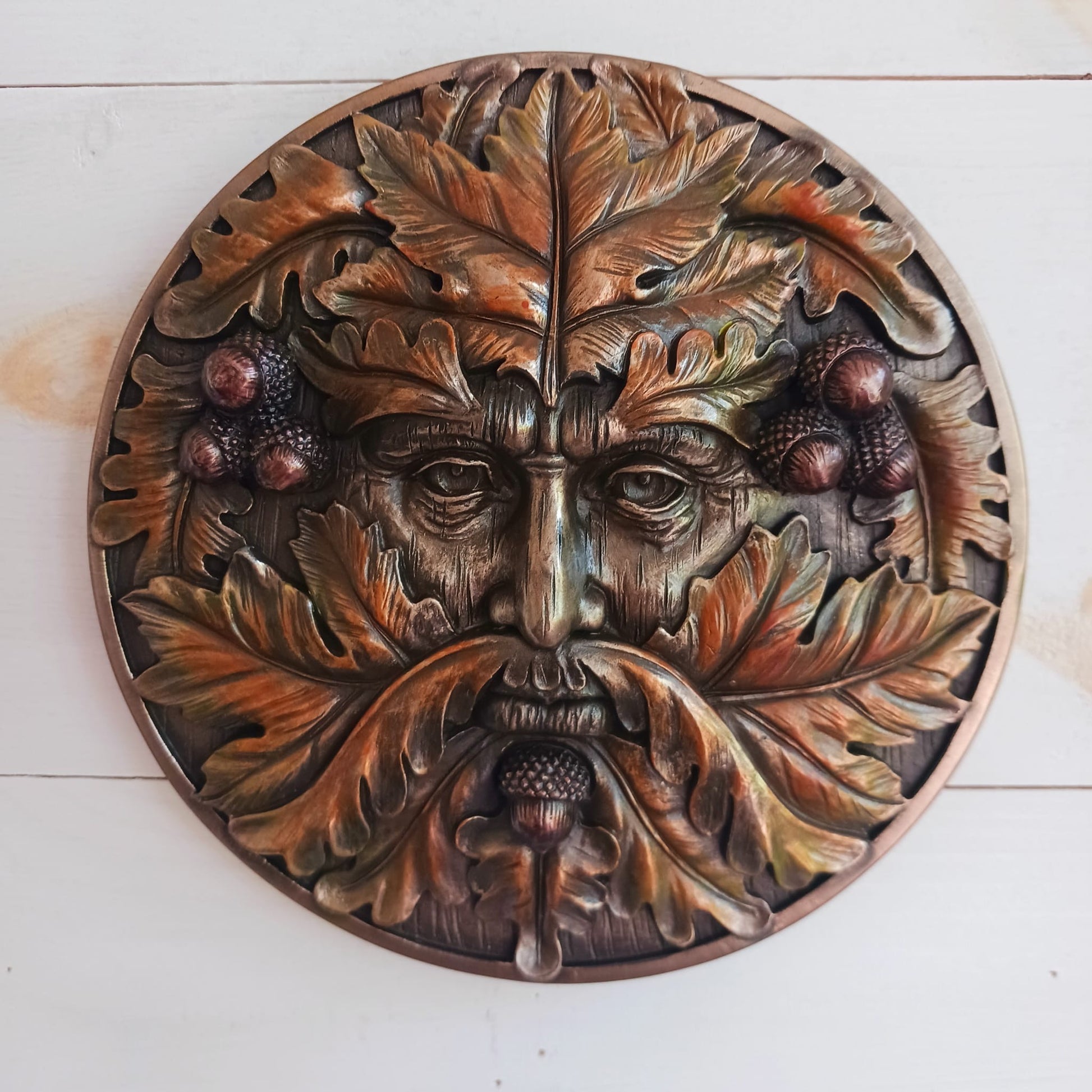 Bronzed Autumn Equinox Tree Spirit Wall Plaque