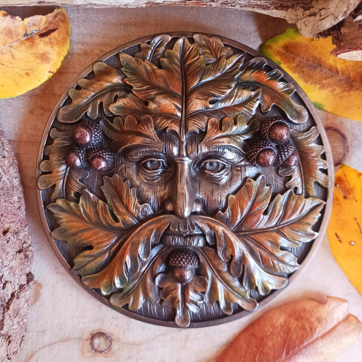 Bronzed Autumn Equinox Tree Spirit Wall Plaque