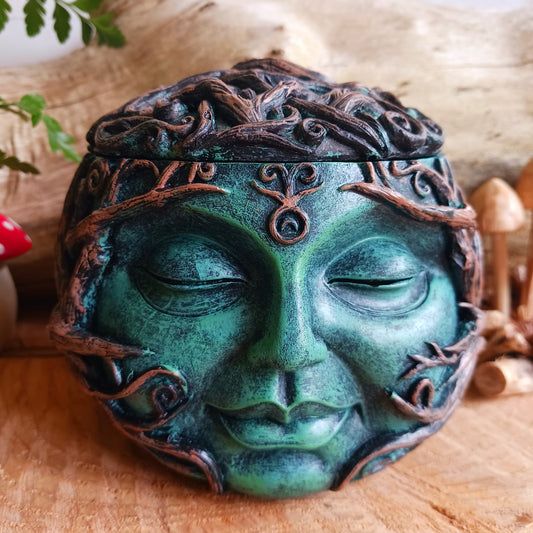 Tree Spirit Head Treasure Box 13cm