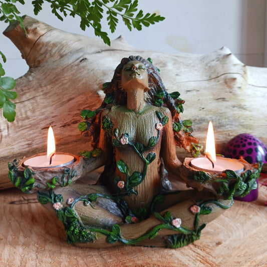 Balance of Nature Female Tree Spirit Tealight Candle Holder