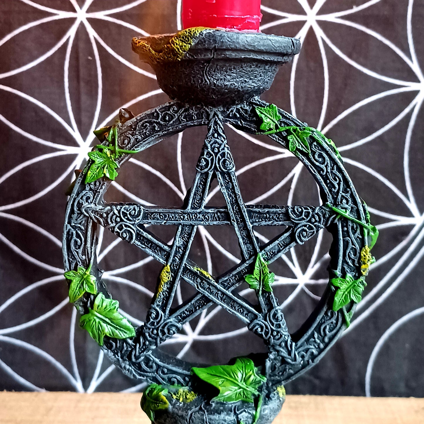 Set of 2 Wiccan Pentagram Candlesticks | Witch Candle Holders