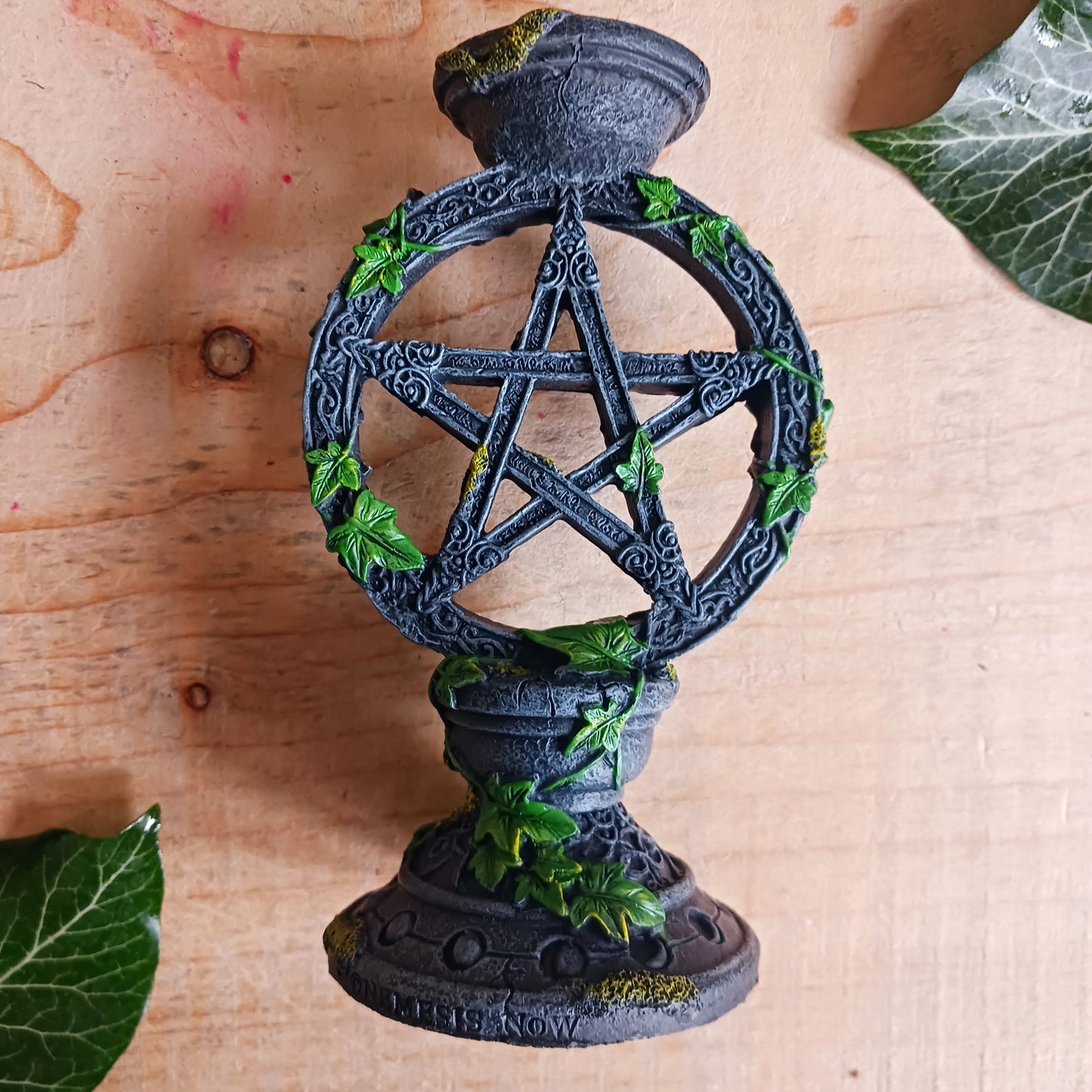 Set of 2 Wiccan Pentagram Candlesticks | Witch Candle Holders