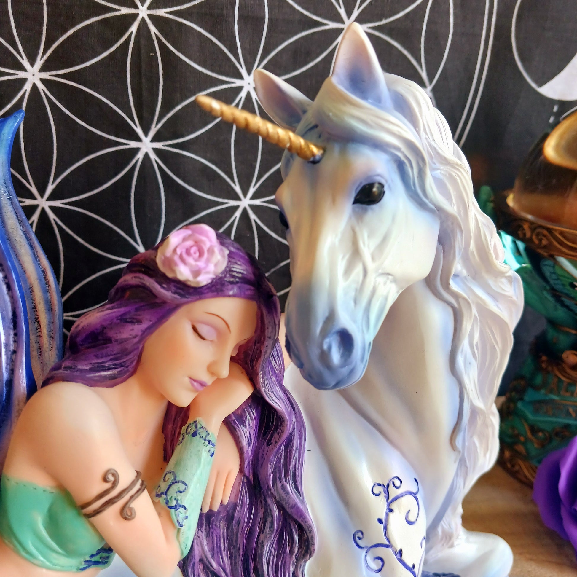 Fantasy Belle and Unicorn Companion Figurine