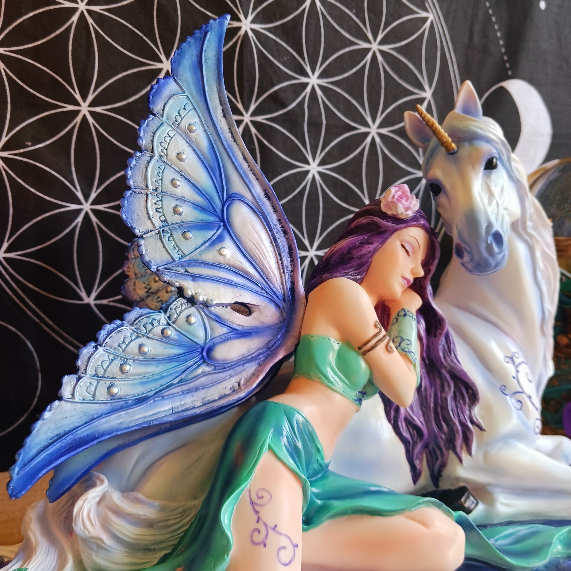 Fantasy Belle and Unicorn Companion Figurine