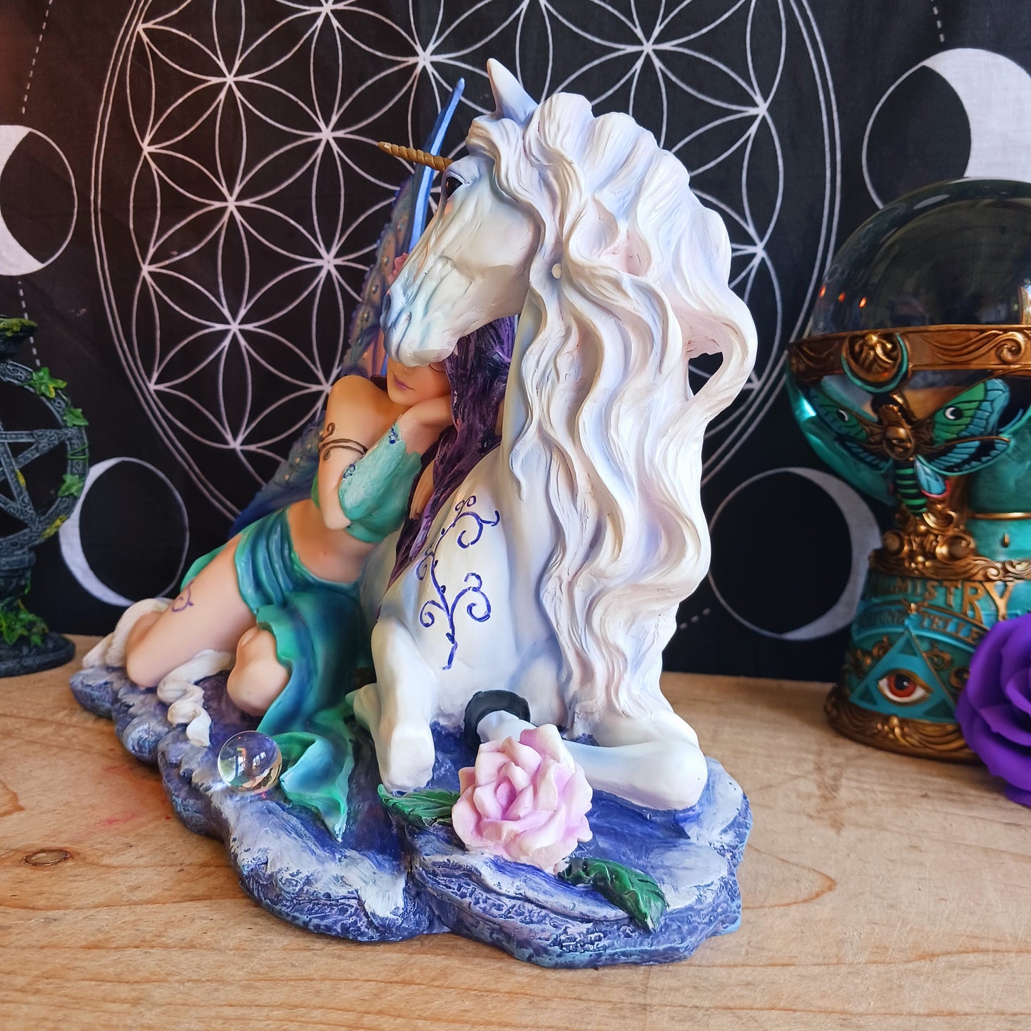 Fantasy Belle and Unicorn Companion Figurine