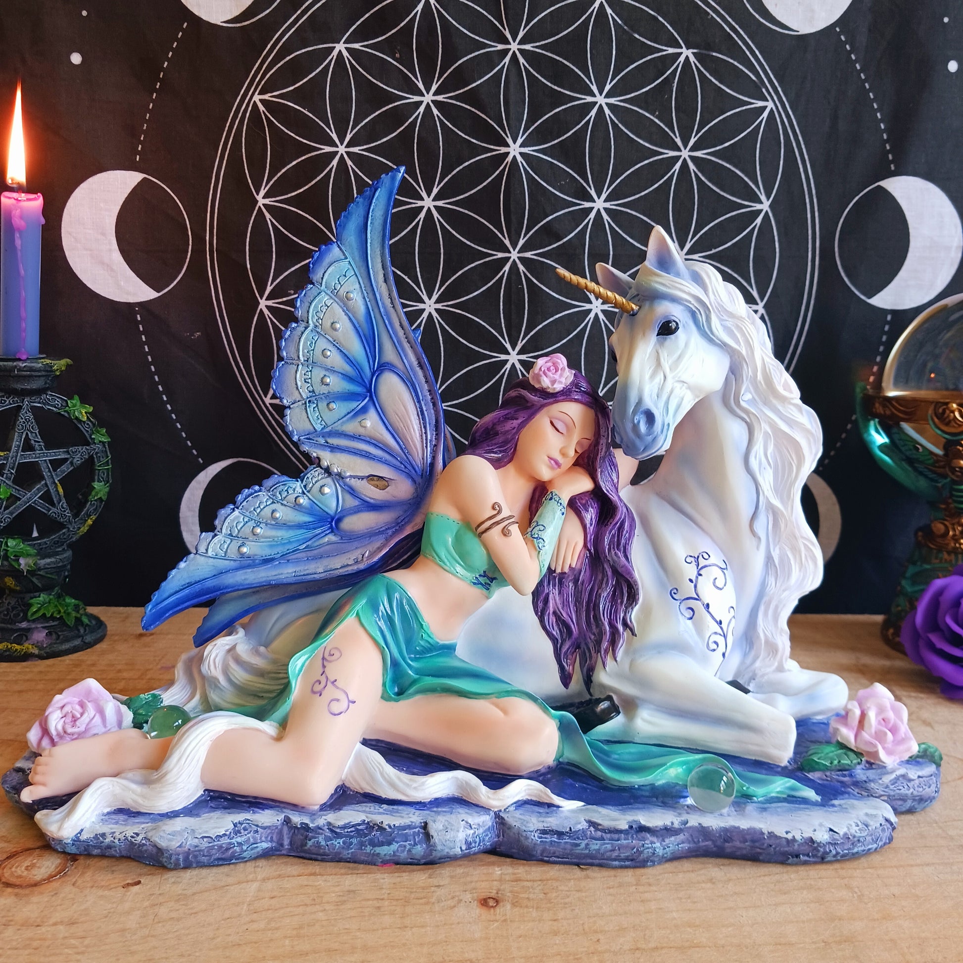 Fantasy Belle and Unicorn Companion Figurine