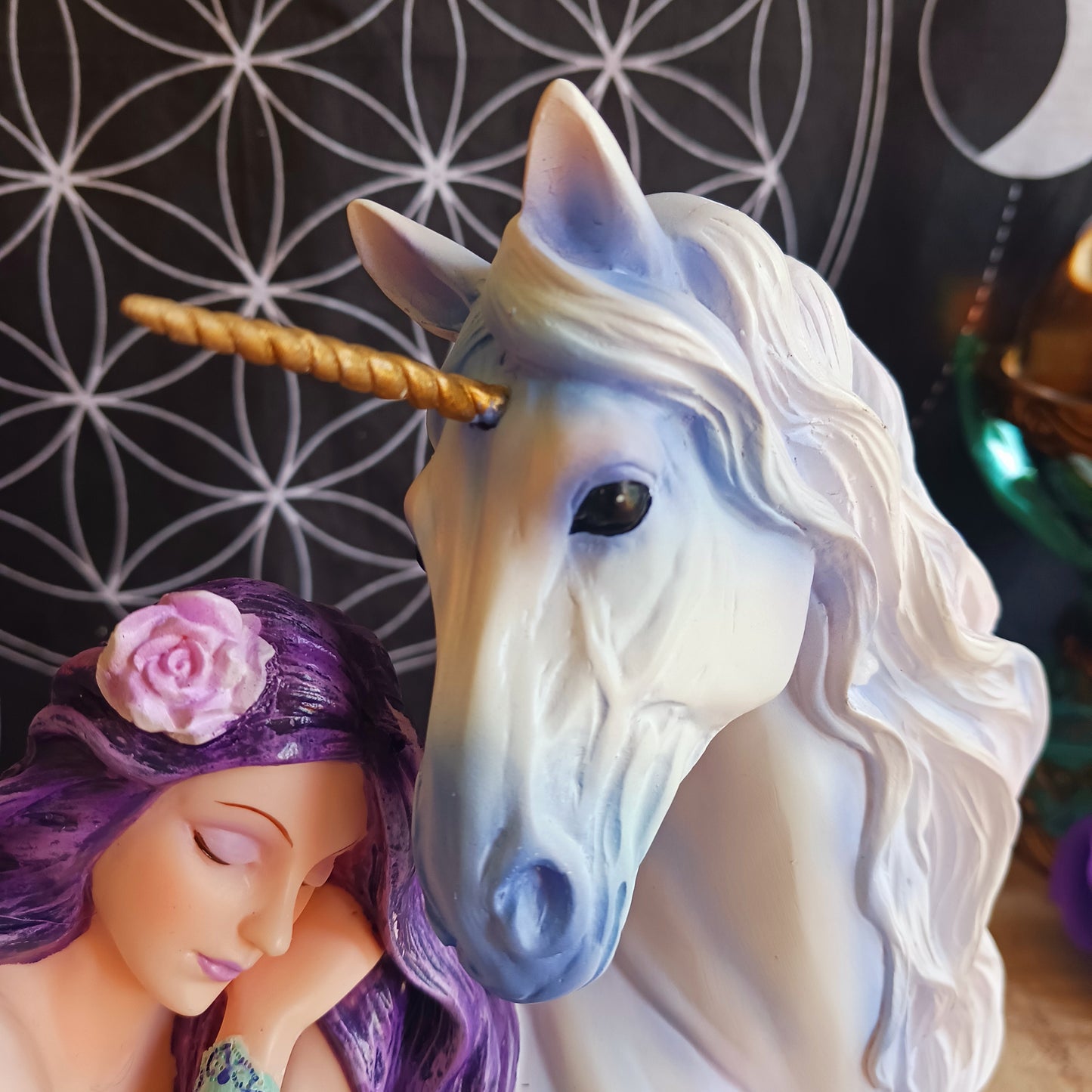 Fantasy Belle and Unicorn Companion Figurine