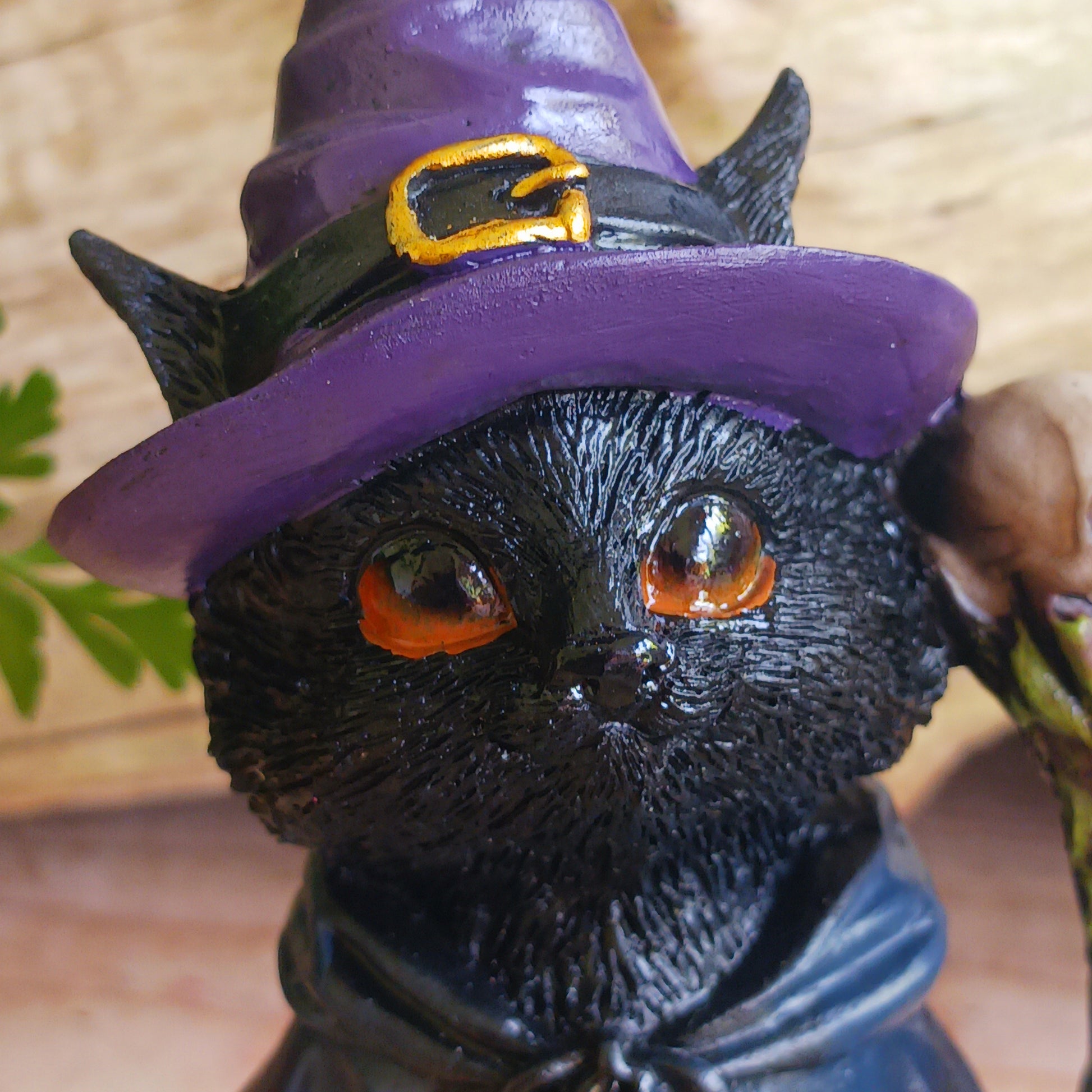 Whiskered Wizard Black Cat Figurine 14cm