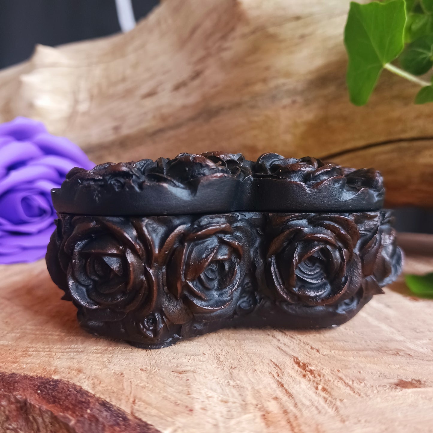 Rose Heart Box - Black