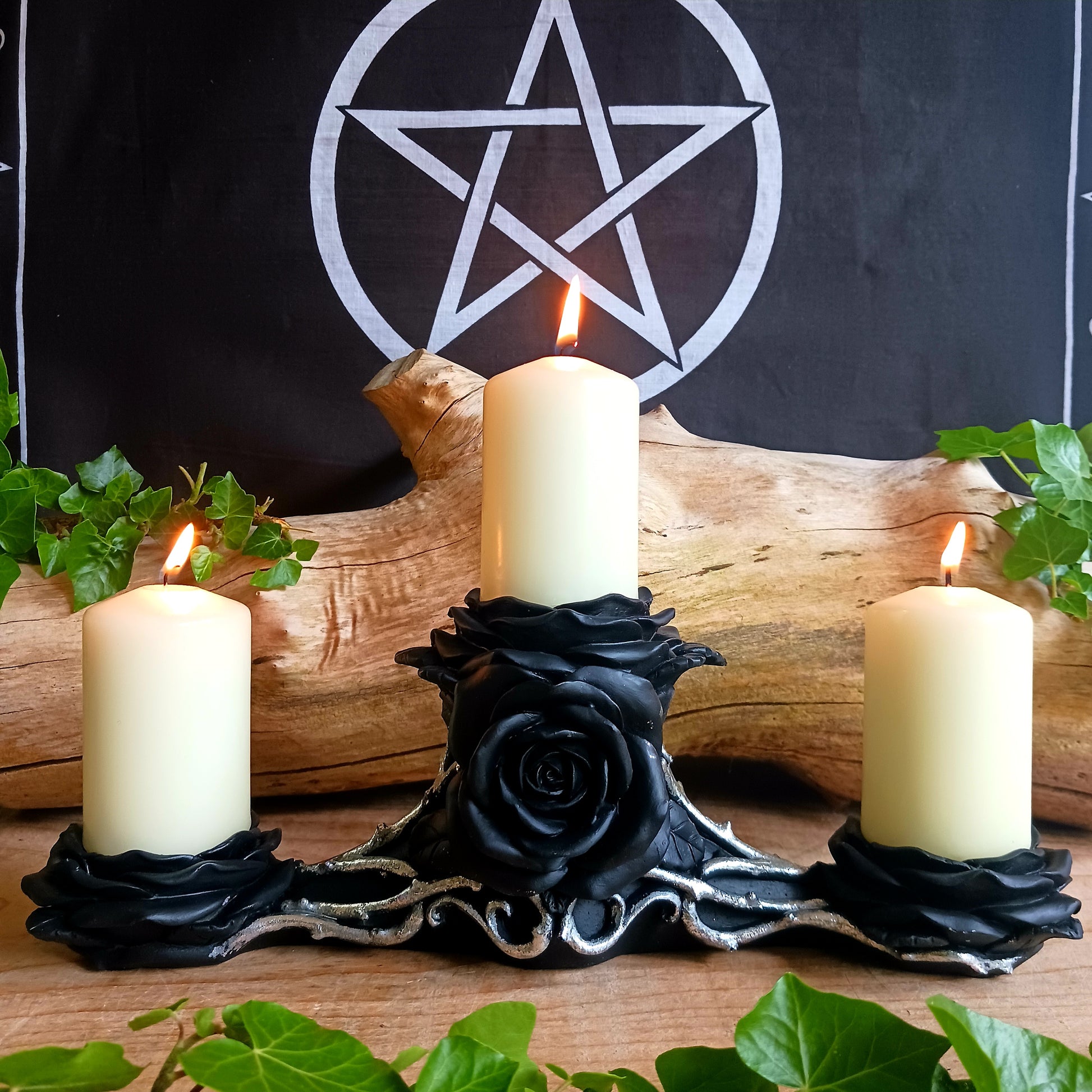 Black Rose Triple Candle | TeaLight Holder