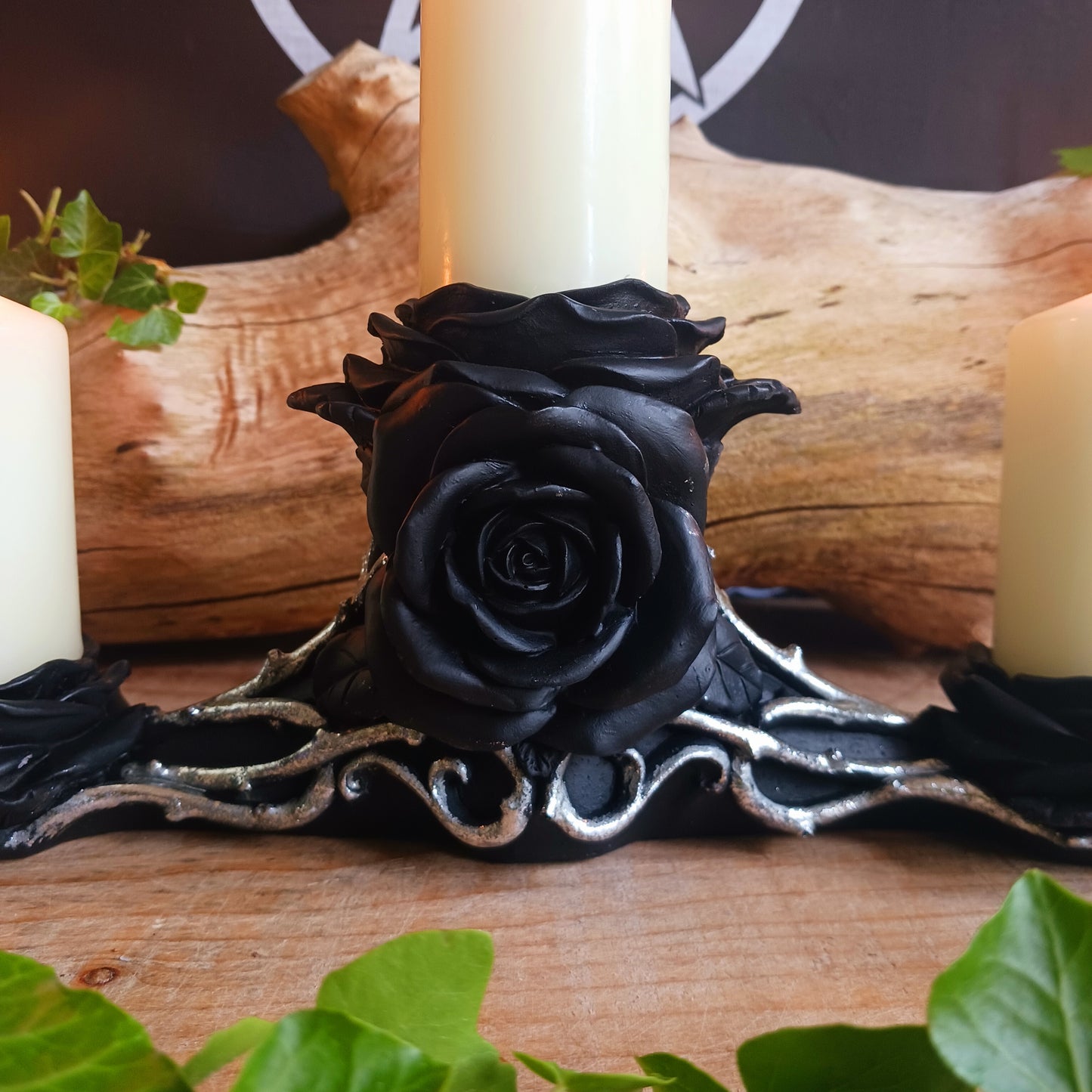 Black Rose Triple Candle | TeaLight Holder