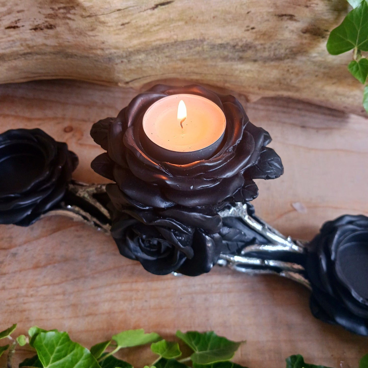 Black Rose Triple Candle | TeaLight Holder