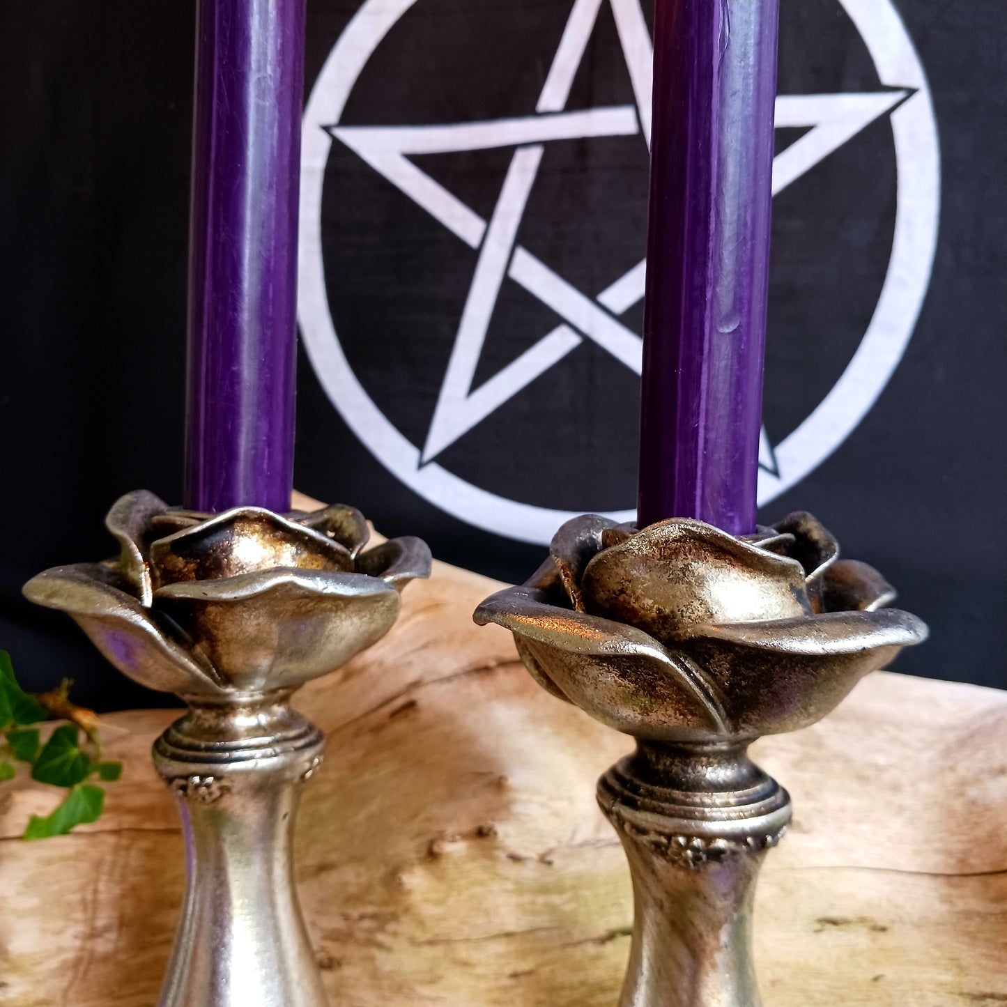 Wiccan Pentagram Candlesticks Witch Candle Holders