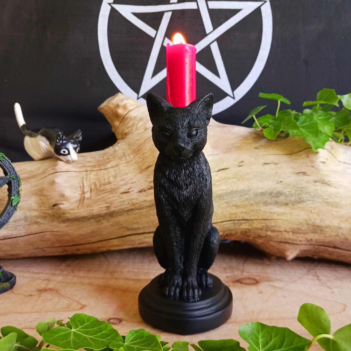 Faust's Familiar | Black Cat Candlestick