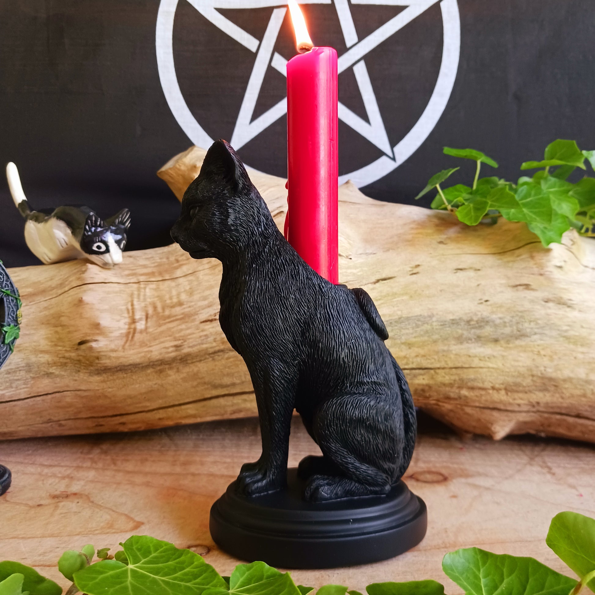 Faust's Familiar | Black Cat Candlestick