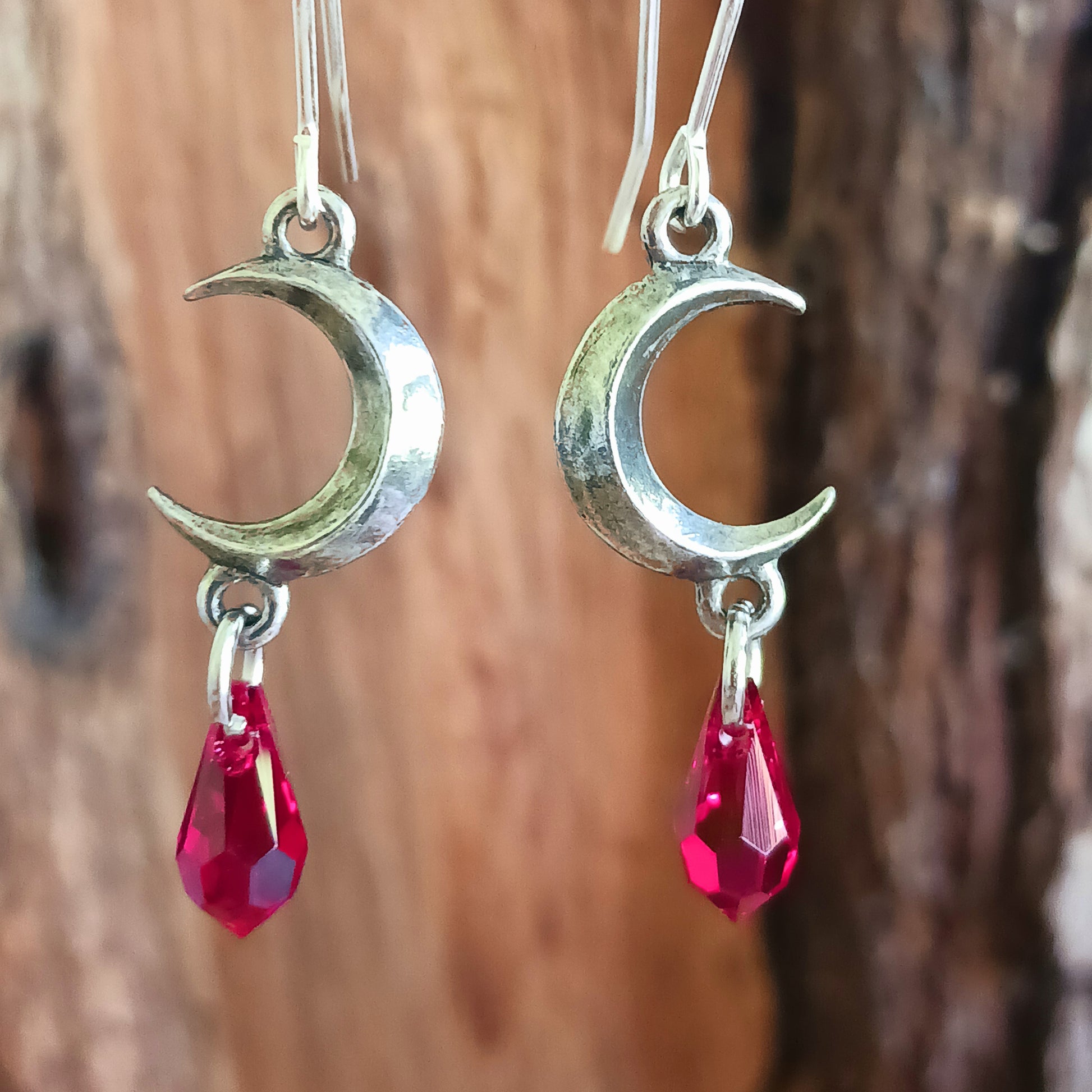 Alchemy Tears of the Moon Earrings | Red Crystal Stone