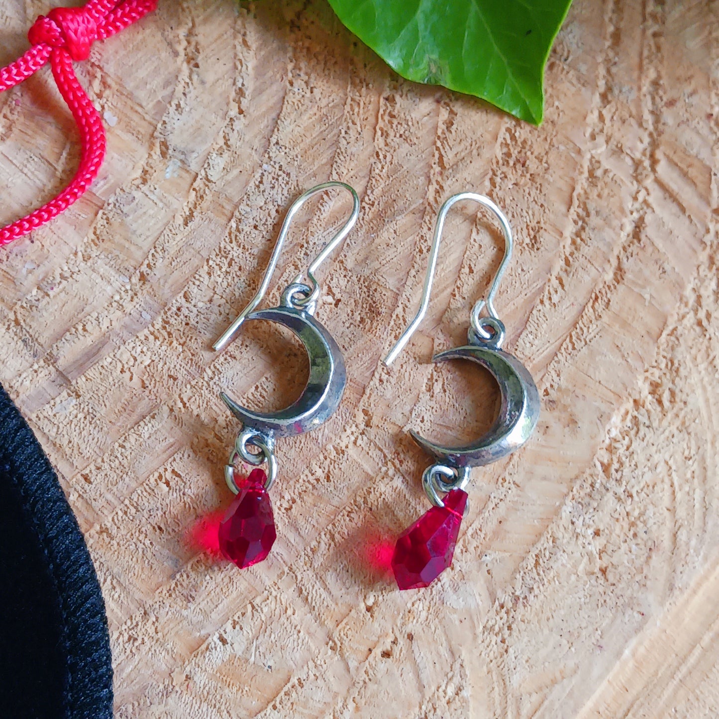 Alchemy Tears of the Moon Earrings | Red Crystal Stone