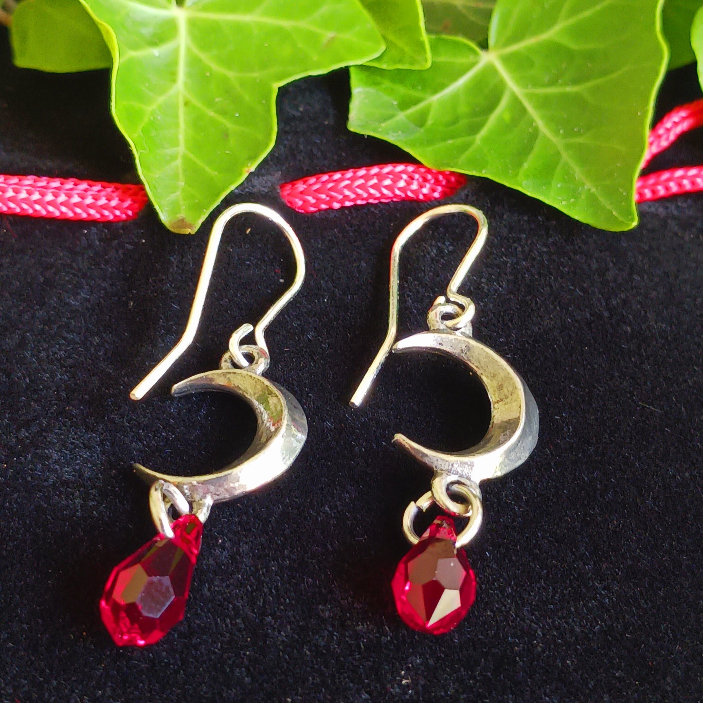 Alchemy Tears of the Moon Earrings | Red Crystal Stone