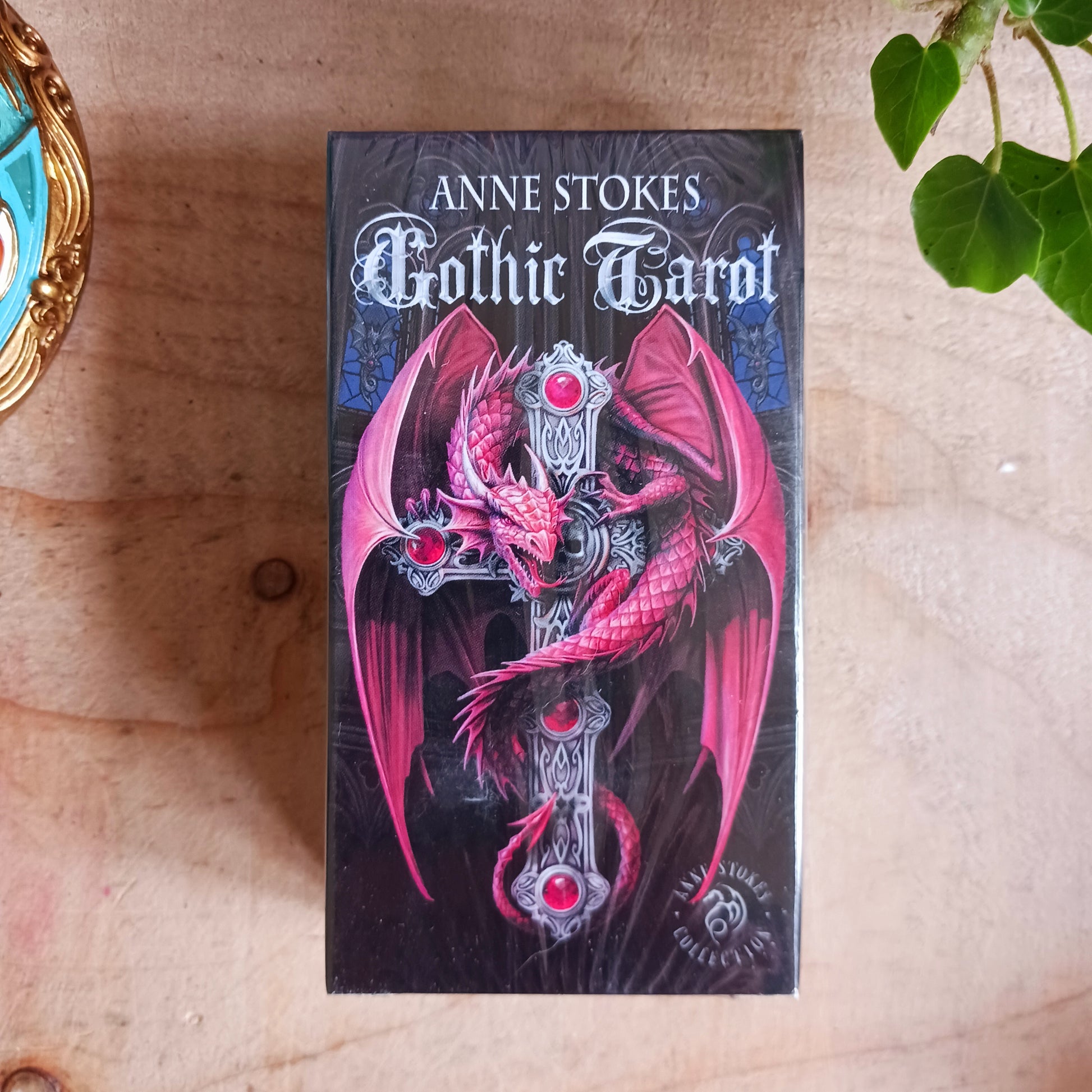 This exquisitely crafted deck offers a captivating gothic twist on the traditional Rider-Waite-Smith suits. The wands are themed to mighty dragons. Cunning vampires have replaced the cups. Skeletons stand in for pentacles, and the swords have become angels. 