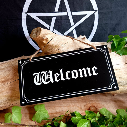 Gothic Welcome Hanging Sign