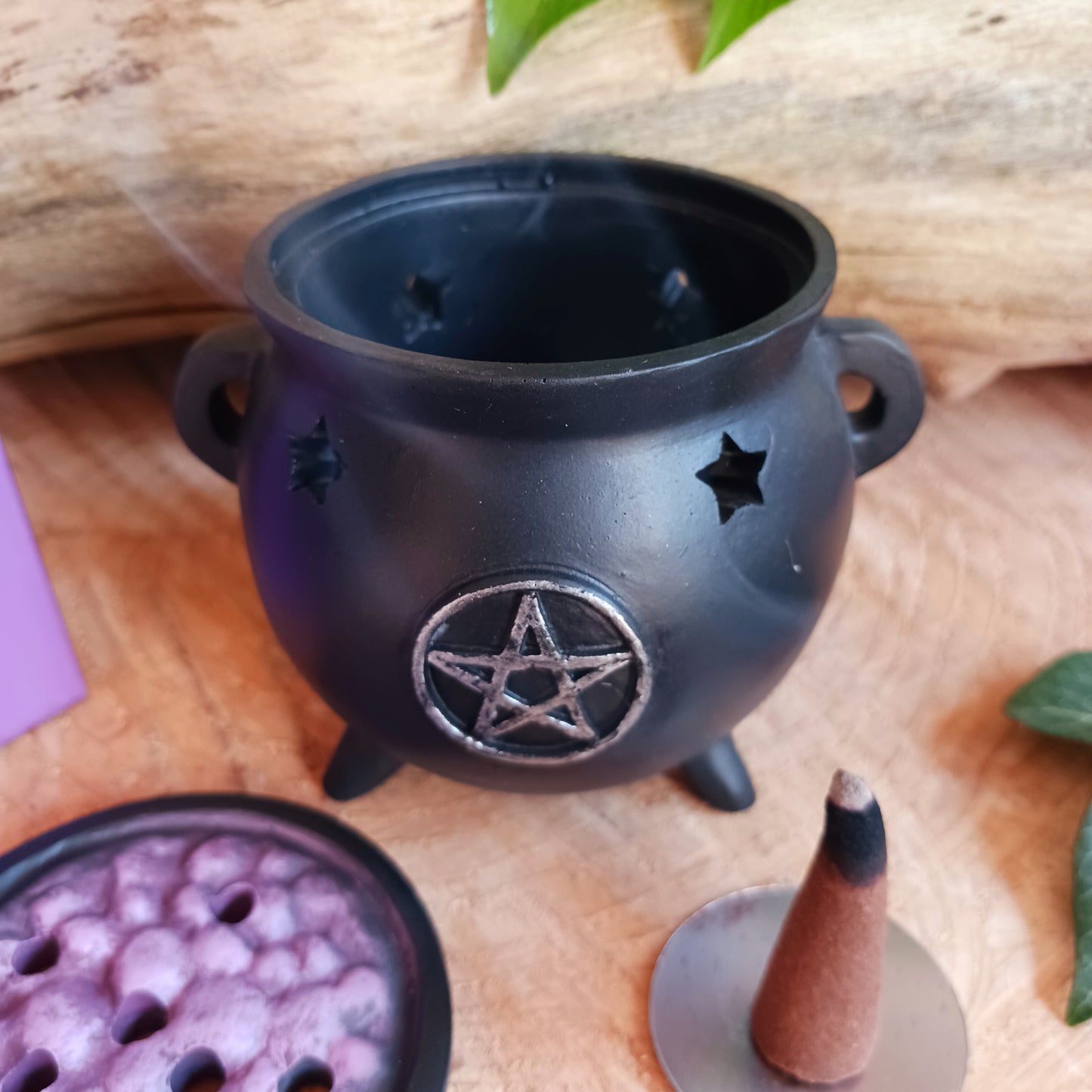 Pentagram Cauldron Incense Cone Holder