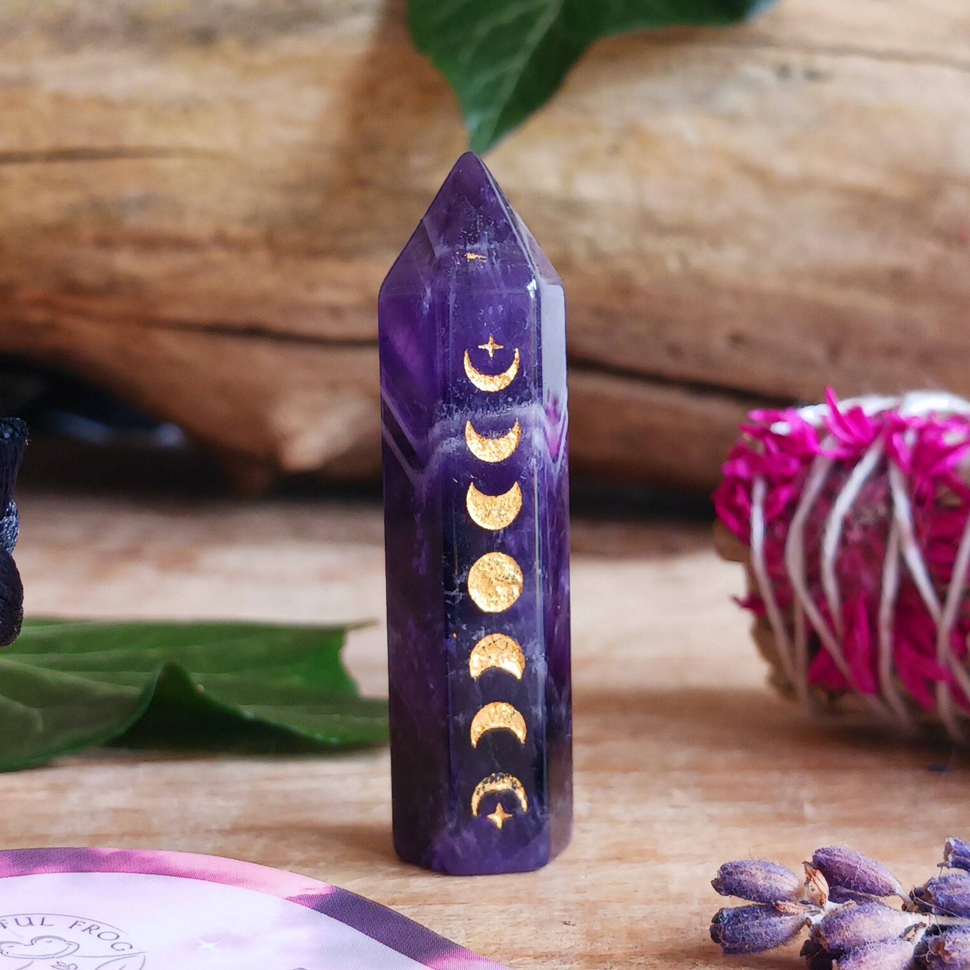 Amethyst Moon Phase Crystal Point