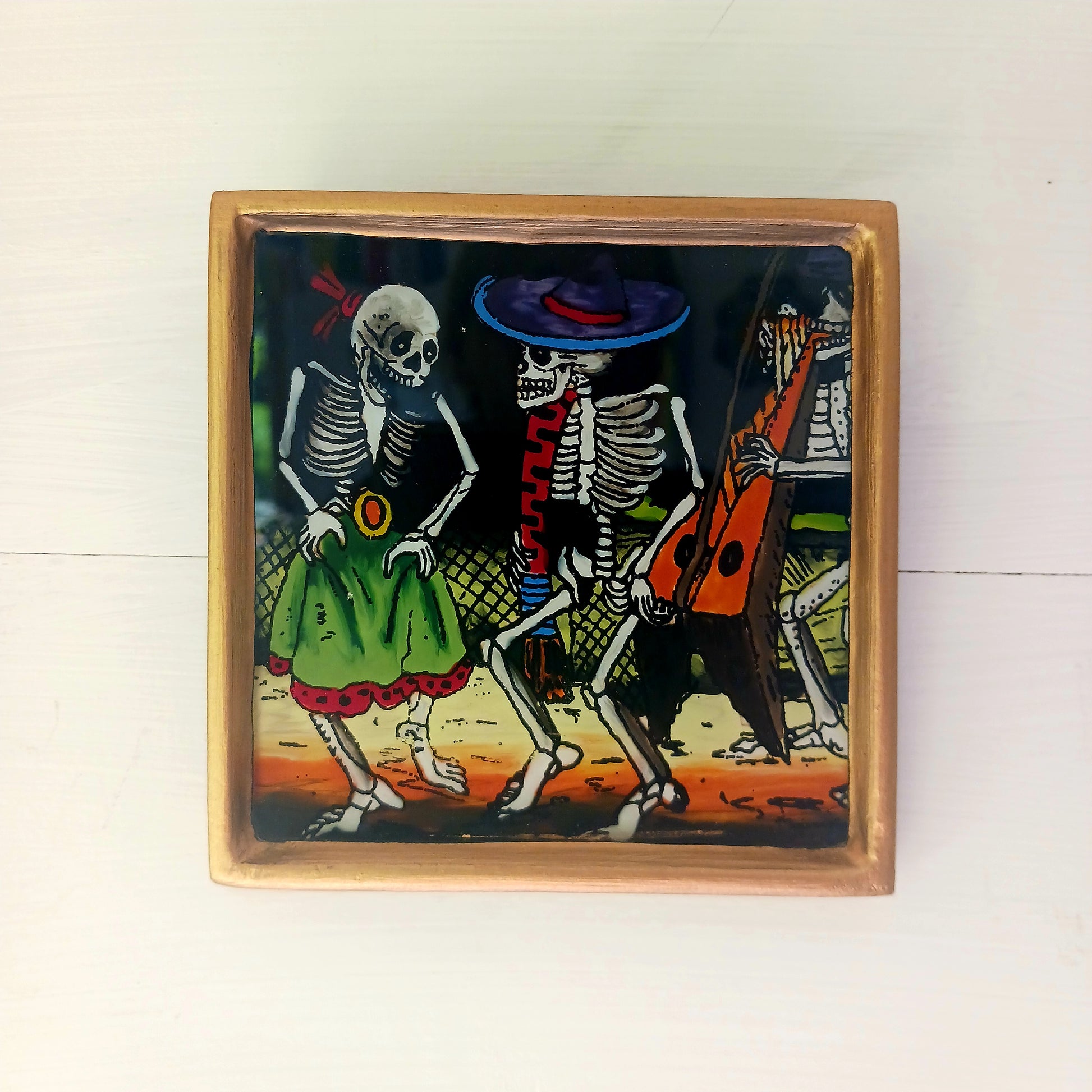 Harpist and Couple Folk Art Frame