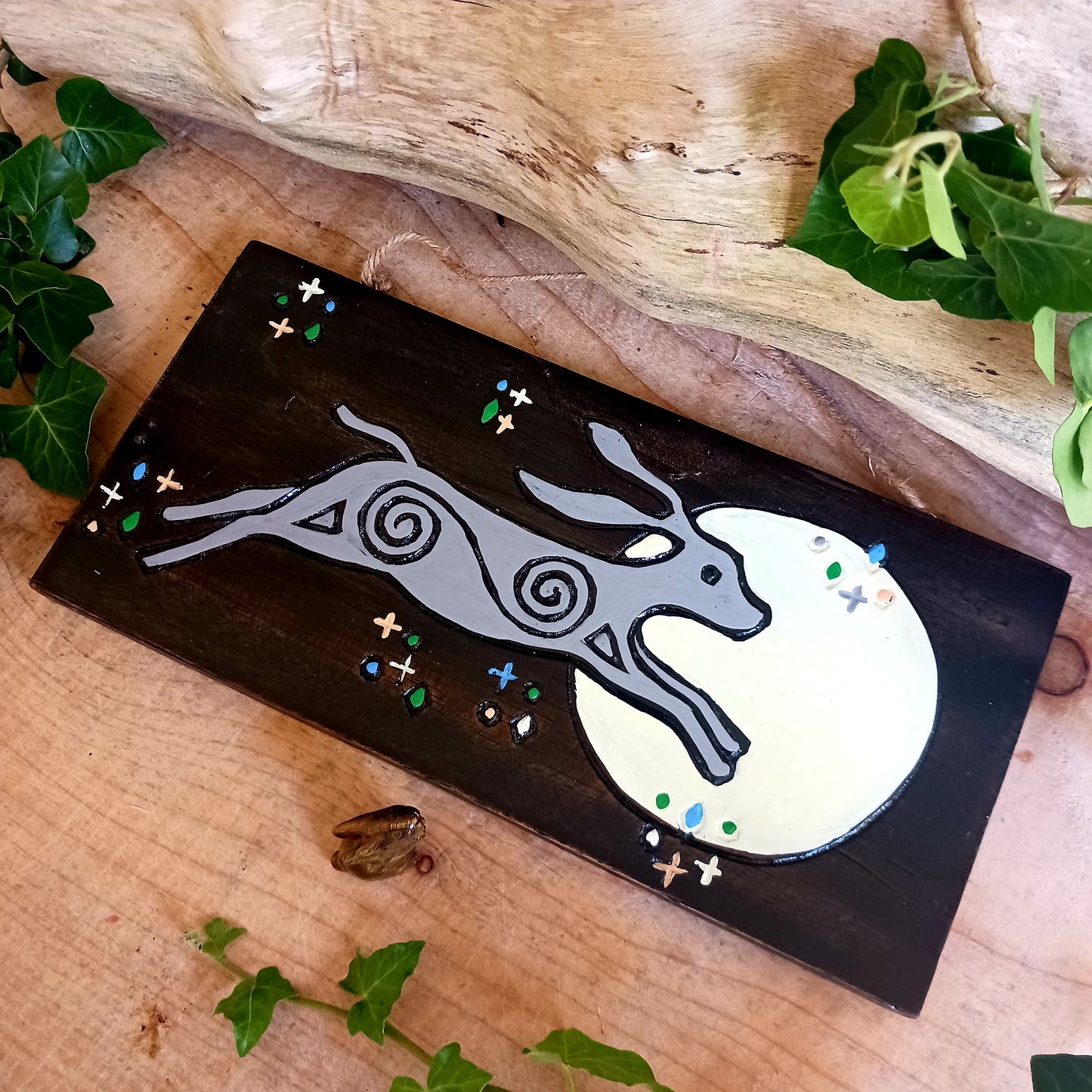 Dark Hare and Moon Wall Plaque