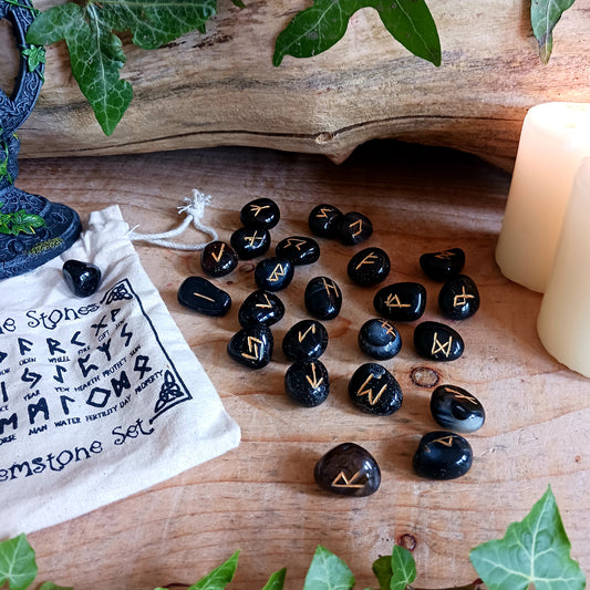 Runes Stone Set | Black Onyx