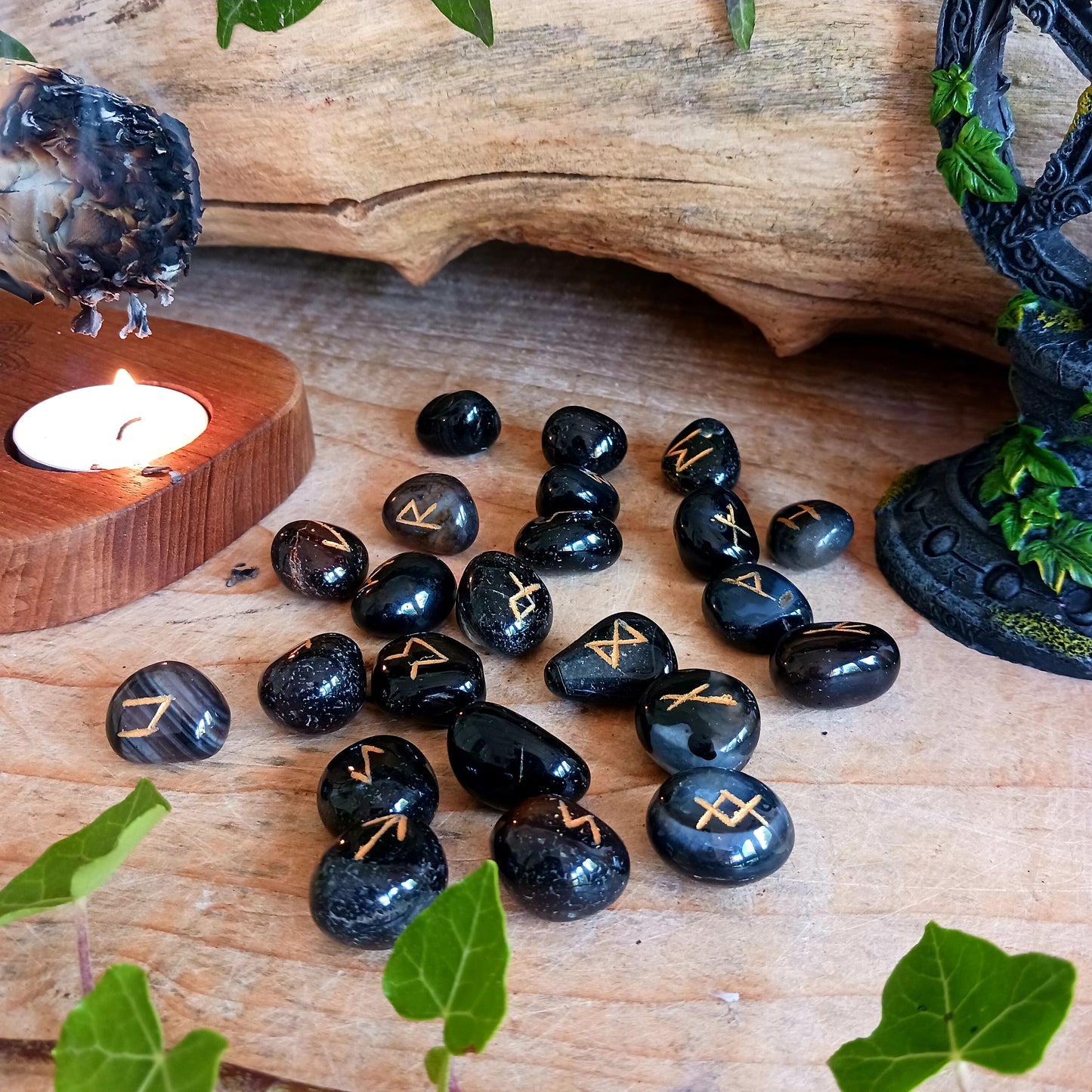 Runes Stone Set | Black Onyx