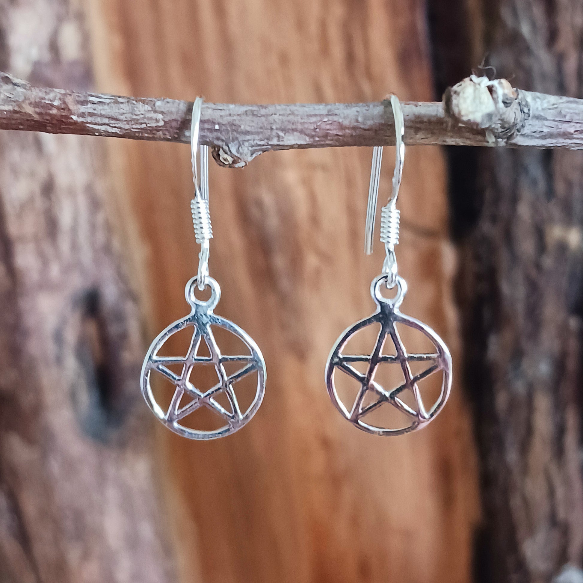 Pentagram Drop Earrings | 925 Silver