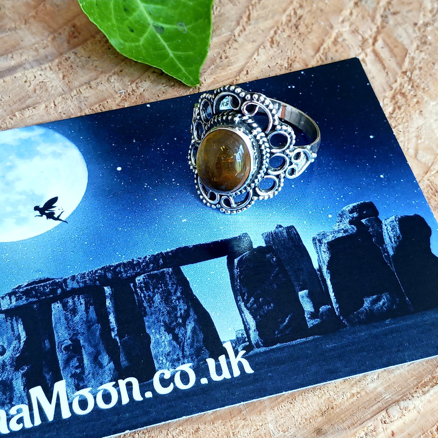 Amber Filigree Ring | Sterling Silver