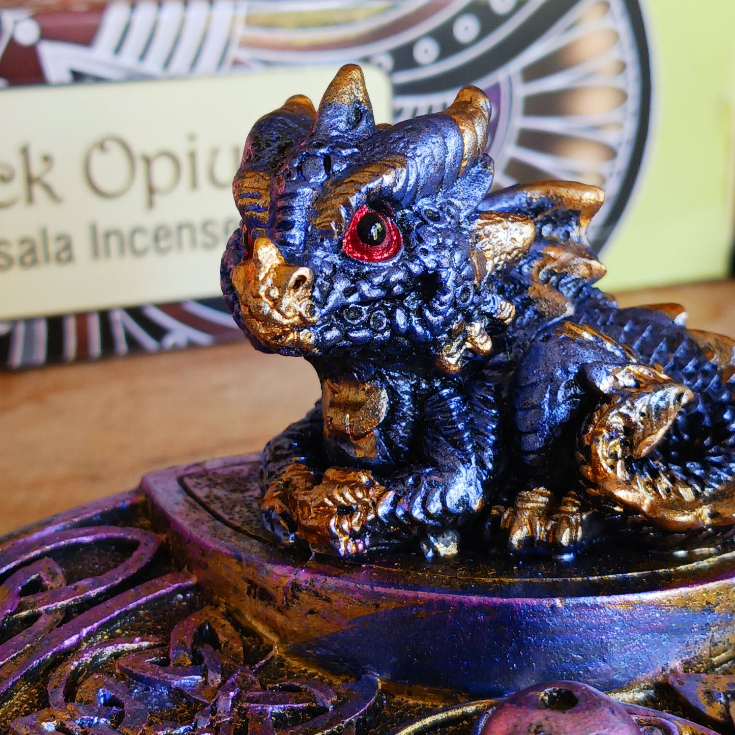 Embrace mystical vibes with this enchanting Celtic dish incense holder featuring a whimsical baby dragon. 