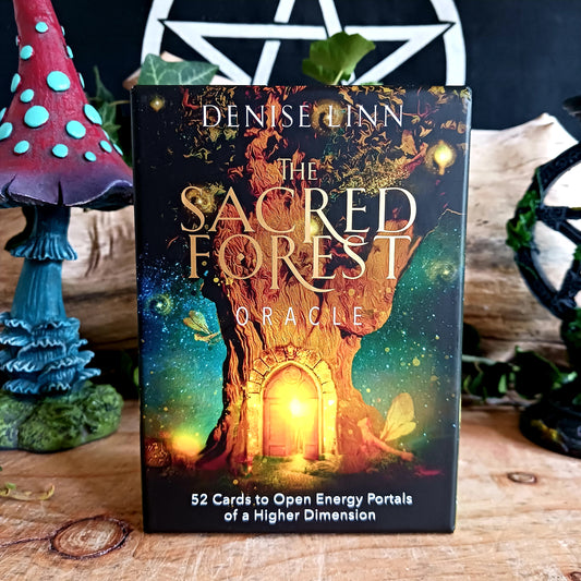 The Sacred Forest Oracle card deck by Denise Linn includes a 52-card deck and 144 page guidebook. This deck opens the user's inner self to expand and enlighten their spiritual journey. Beautifully presented in a matching box.