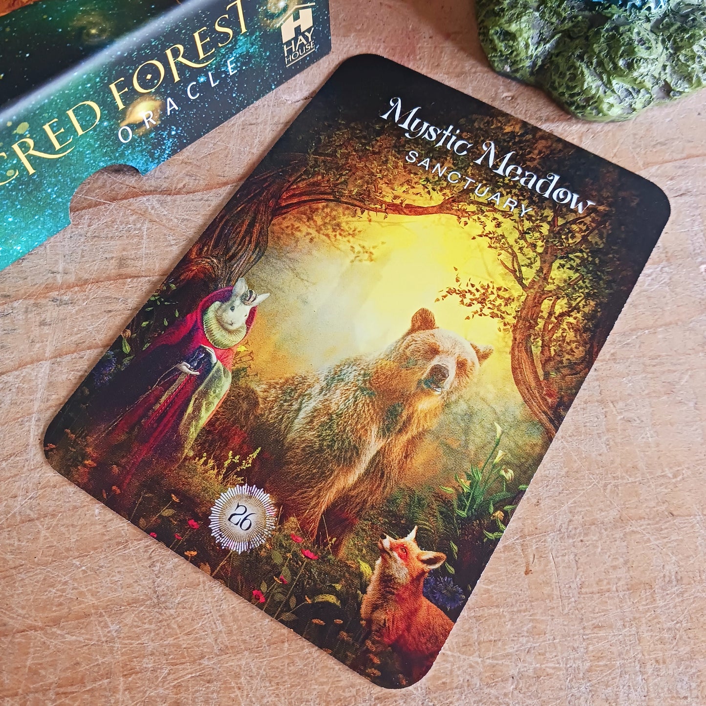 The Sacred Forest Oracle card deck by Denise Linn includes a 52-card deck and 144 page guidebook. This deck opens the user's inner self to expand and enlighten their spiritual journey. Beautifully presented in a matching box.