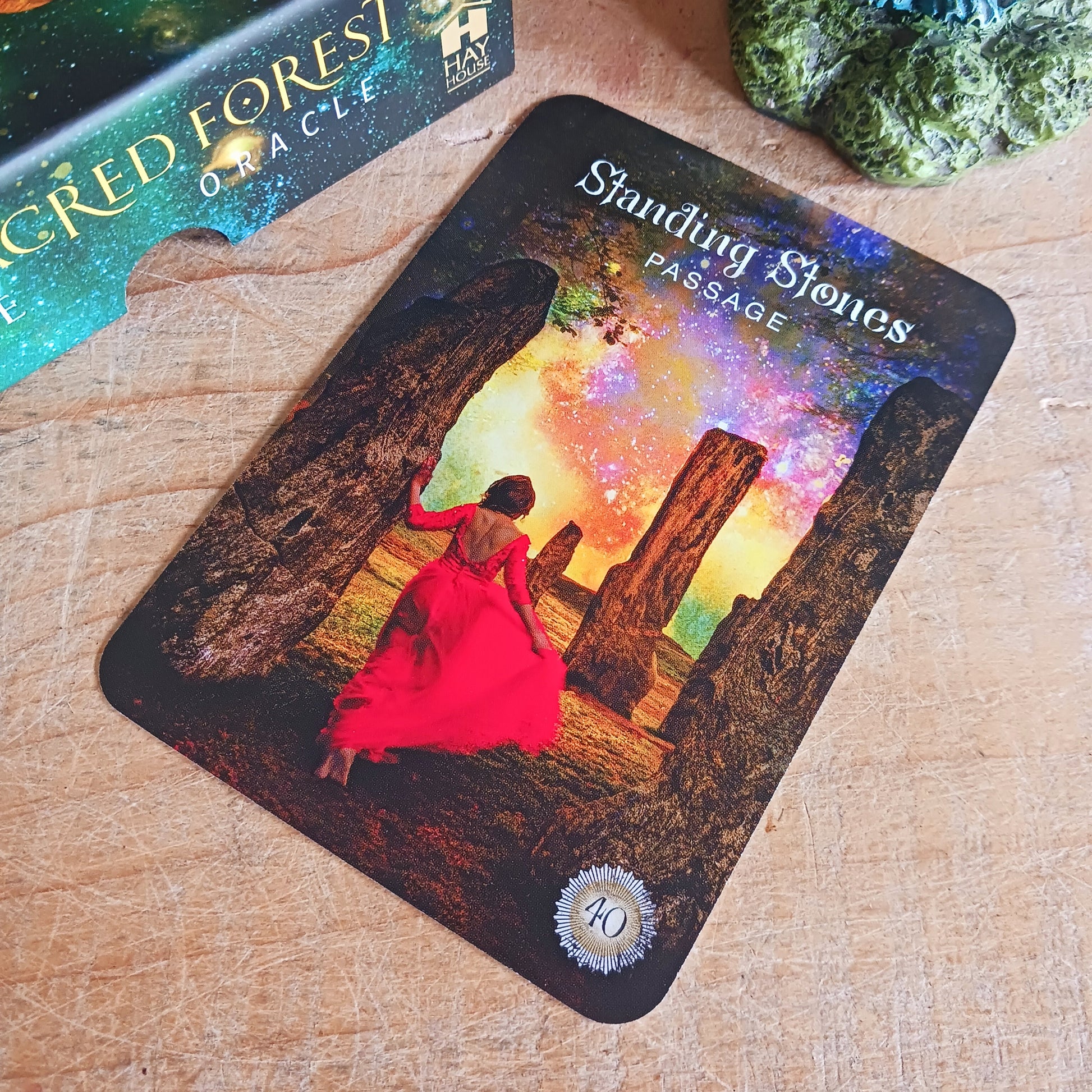 The Sacred Forest Oracle card deck by Denise Linn includes a 52-card deck and 144 page guidebook. This deck opens the user's inner self to expand and enlighten their spiritual journey. Beautifully presented in a matching box.