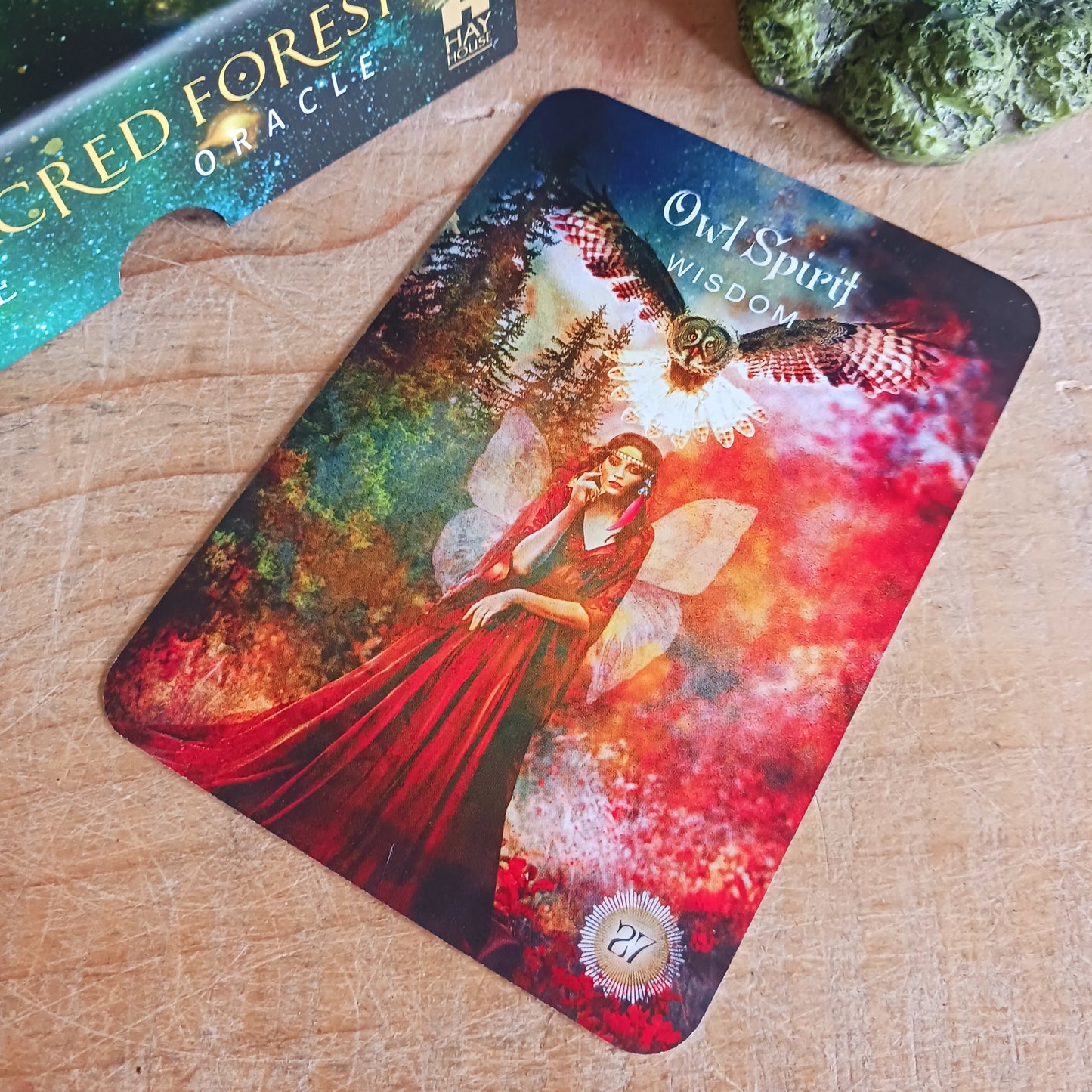 The Sacred Forest Oracle card deck by Denise Linn includes a 52-card deck and 144 page guidebook. This deck opens the user's inner self to expand and enlighten their spiritual journey. Beautifully presented in a matching box.