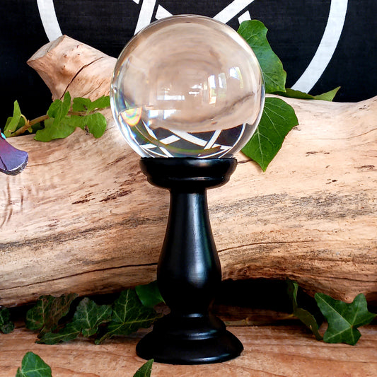 This clear crystal ball is not only a powerful tool in fortune telling and scrying, but also makes an eye-catching piece of décor.