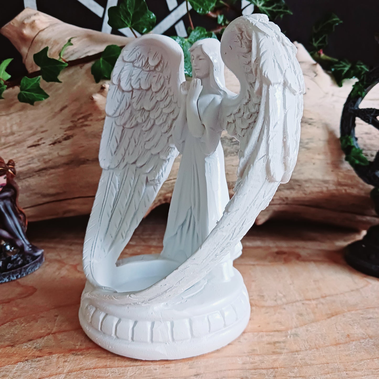 Angels are messengers from the higher realms, ready to provide us with emotional reassurance and spiritual guidance. These carved Angels help us connect with our own guardian angel, who will guard and protect us in all we ask for.