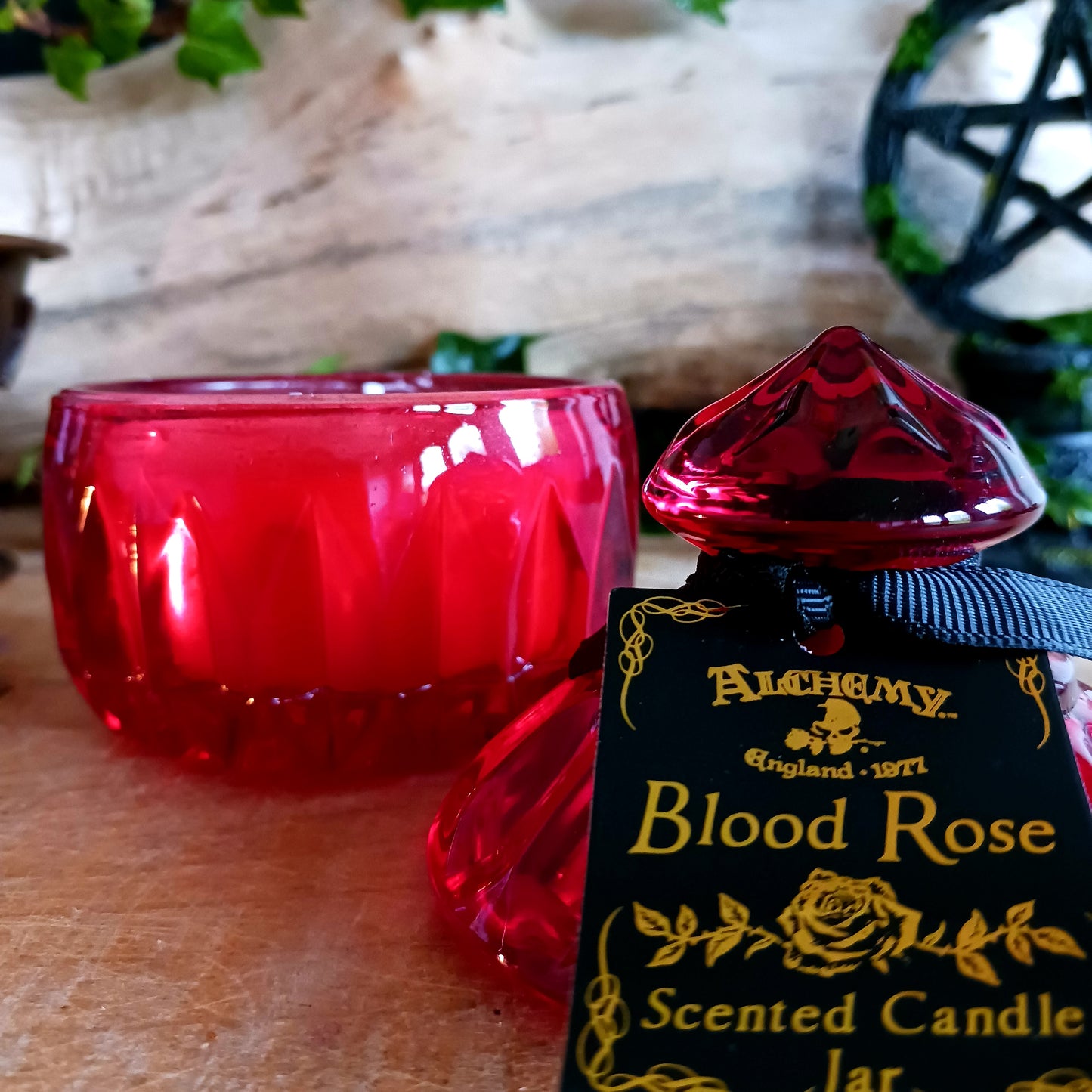 This Blood red vintage inspired, square, cut glass effect lidded candle jar encapsulates a sensual scented candle. Light the candle and let the dark sensual aroma of the 'Blood Rose' envelop your boudoir! Once the candle has burnt, this stunning, cut glass effect, jar can then be used to keep safe your trinkets and treasures.