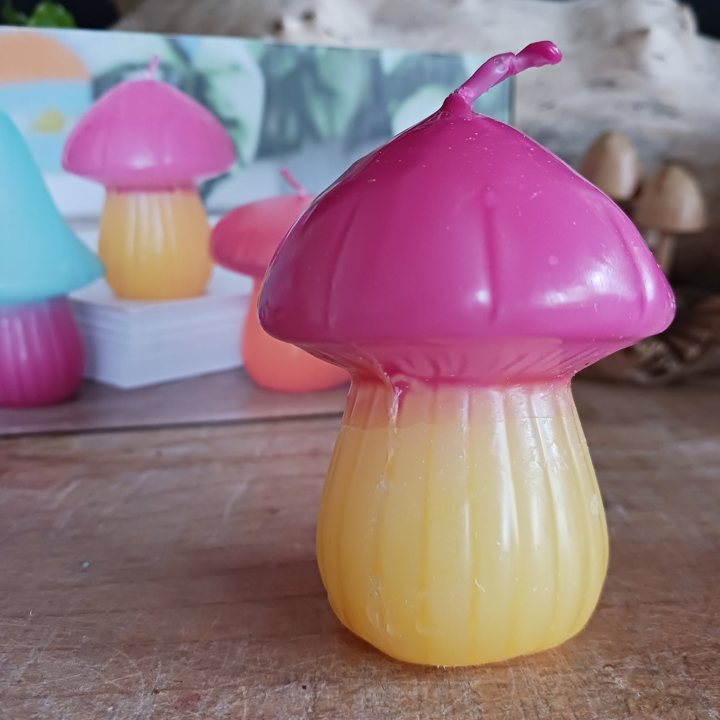 This set of 3 mushroom shaped candles is perfect for adding pops of colour around the home to create a vibrant and distinctive style. Mix and match with any colour scheme as a final finishing touch to any room.