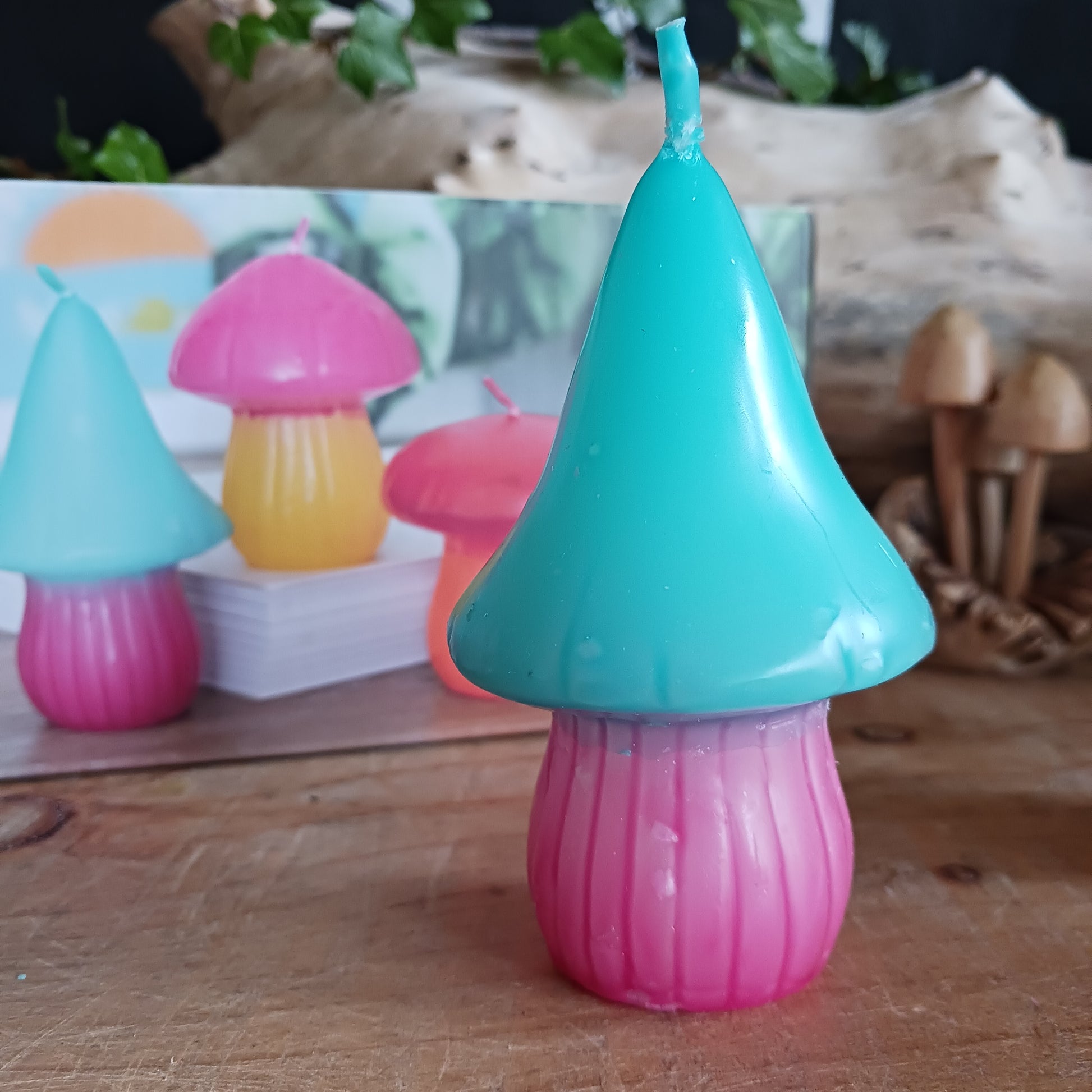 This set of 3 mushroom shaped candles is perfect for adding pops of colour around the home to create a vibrant and distinctive style. Mix and match with any colour scheme as a final finishing touch to any room.