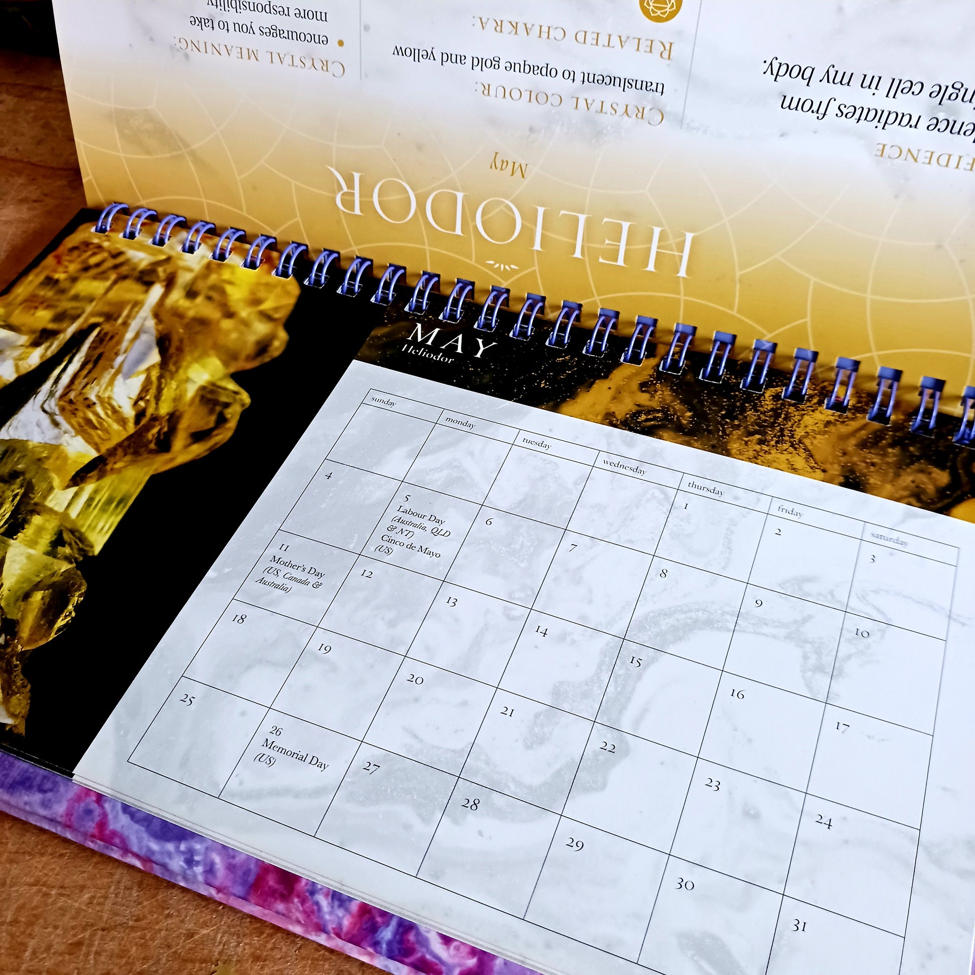 Lighten up your year and beautify your desk with this 2025 Crystal Calendar. As you move into each month you are blessed with the energy of different crystals and positive words of wisdom to guide and inspire you.