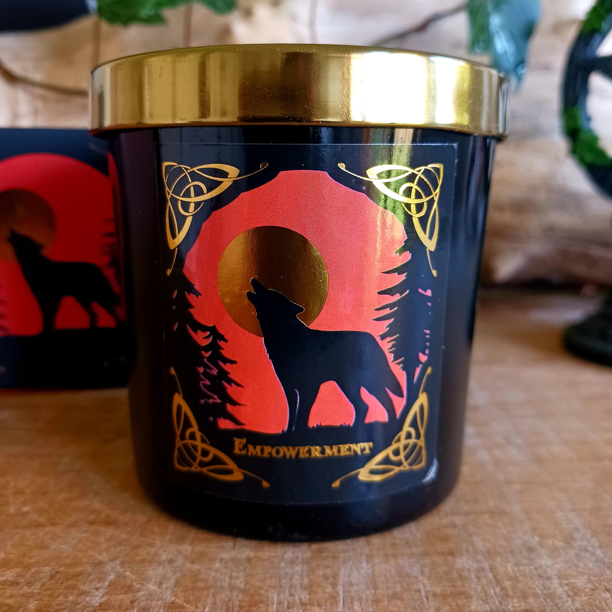 Designed by fantasy artist Lisa Parker, this 'Wolf Song' candle can be used as a tool for manifesting empowerment and confidence in your life. The rich and mystical scent of Patchouli aids in grounding and deepening meditation practices whilst the candle and gift box feature the powerful affirmation.