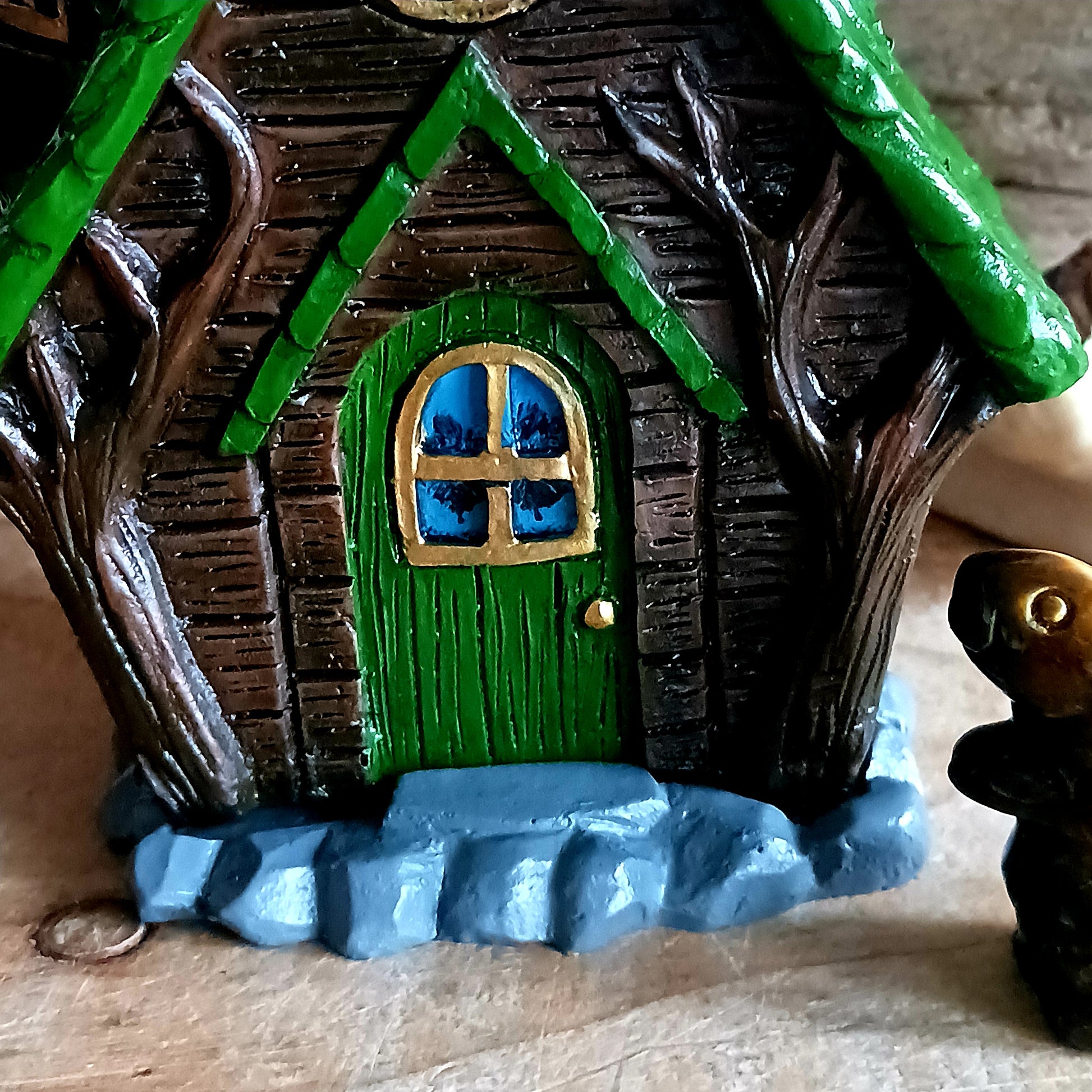 This adorable and detailed incense cone burner is shaped like a little fairy house called Woody Lodge.  Designed by Lisa Parker, you place an incense cone inside the Woody Lodge and watch as smoke rises from the chimney. The house comes in a little gift box making it the perfect gift for fairy and incense lovers!