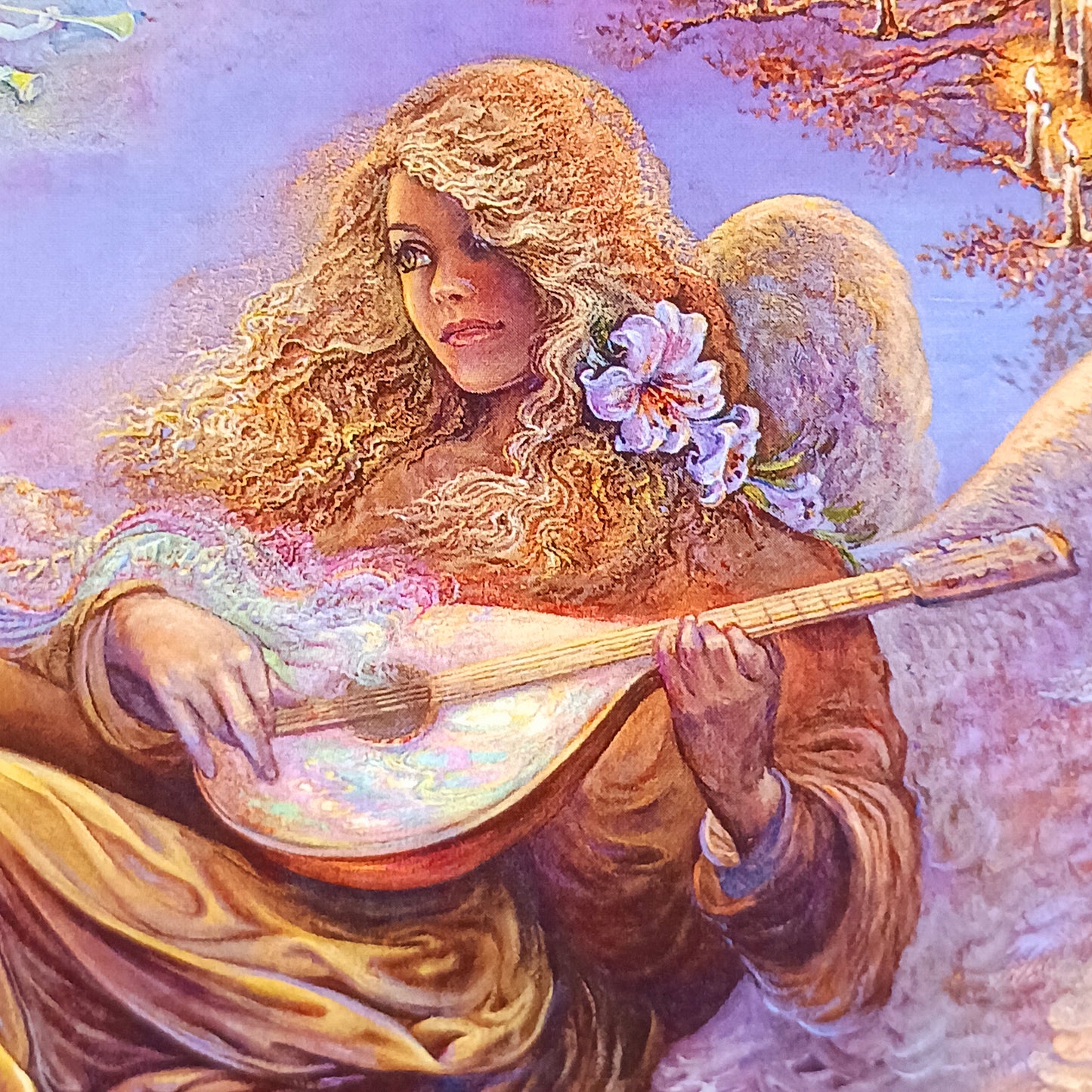 This beautiful greetings card entitled Angel Melodies is designed by Josephine Wall. The card is blank inside for you to write your own message. Perfect for any occasion.