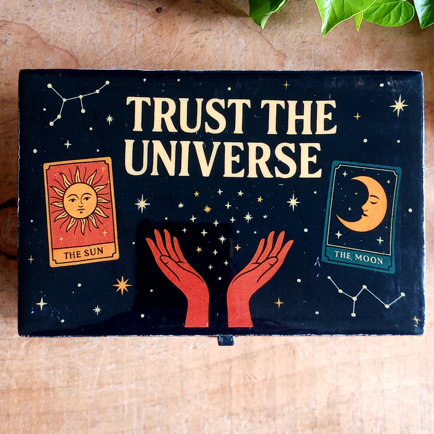 Trust the process and embrace the beauty of the unknown with the Trust the Universe Enamelled Keepsake Box. Designed to inspire calm, intention, and quiet confidence, this celestial-inspired storage box is both meaningful décor and a practical keepsake piece.