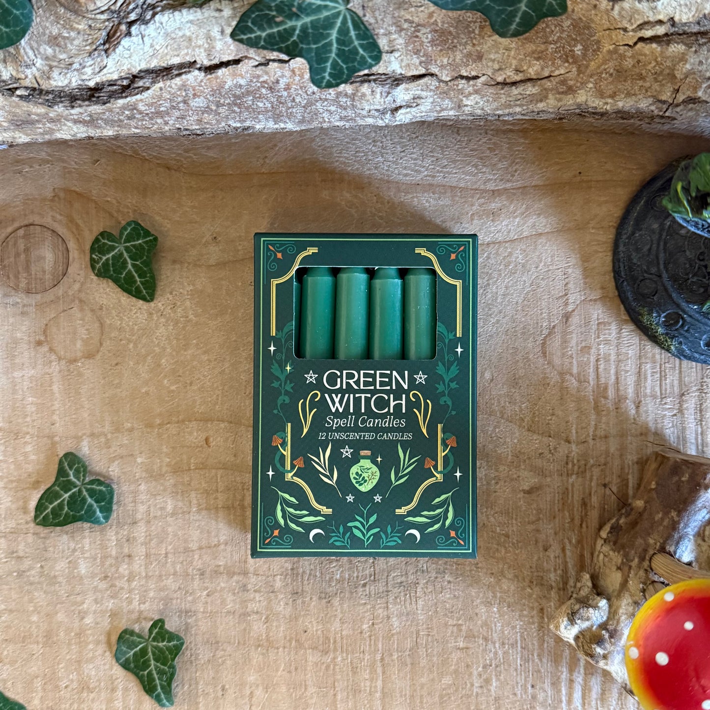 Green Witch Spell Candles – Pack of 12 Ritual Candles

Pack of 12 green witch spell candles for rituals, meditation, and intention setting. Unscented paraffin candles with approx 1 hour burn time.