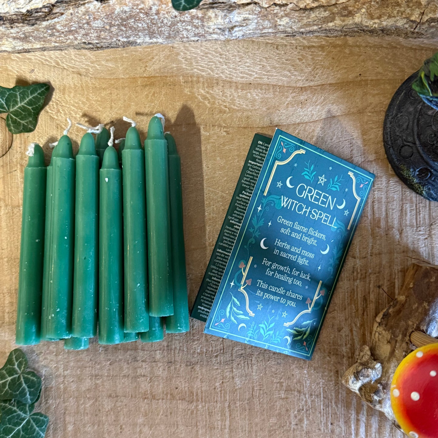 Green Witch Spell Candles – Pack of 12 Ritual Candles

Pack of 12 green witch spell candles for rituals, meditation, and intention setting. Unscented paraffin candles with approx 1 hour burn time.